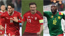 Montagem - Dusan Vlahovic (Sérvia), Xherdan Shaqiri (Suíça) e Karl Toko Ekambi (Camarões)