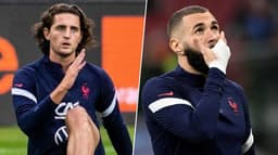 Adrien Rabiot com Karim Benzema, da França