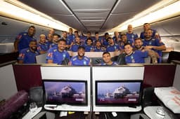 Jogadores da Seleção Brasileira no Avião