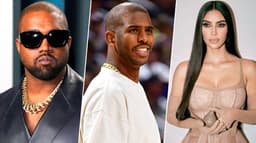 Kanye West, Chris Paul e Kim Kardashian.