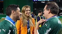 Abel Ferreira, Leila Pereira e Paulo Buosi - Palmeiras