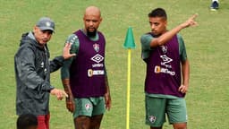 Treino do Fluminense - Felipe Melo e seu filho, Davi Melo