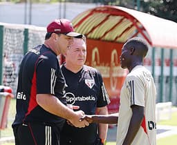 Rogério Ceni e  Iba Ly - treino São Paulo