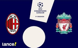 Milan e Liverpool decidiram finais de Champions em 2005 e 2007, com uma vitória para cada lado (Arte: Lance!)