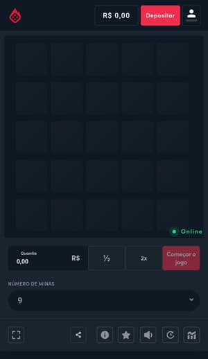 Captura de tela do jogo Blaze Mines no cassino da Blaze.
