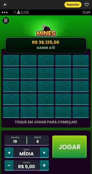 Captura de tela do jogo da bombinha Mines no cassino bet365.