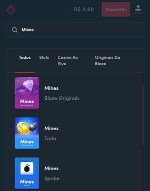 Captura de tela dos jogos Mines no cassino Blaze.