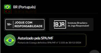 Rodapé da BetBoom mostrando licença da SPA/MF no Brasil