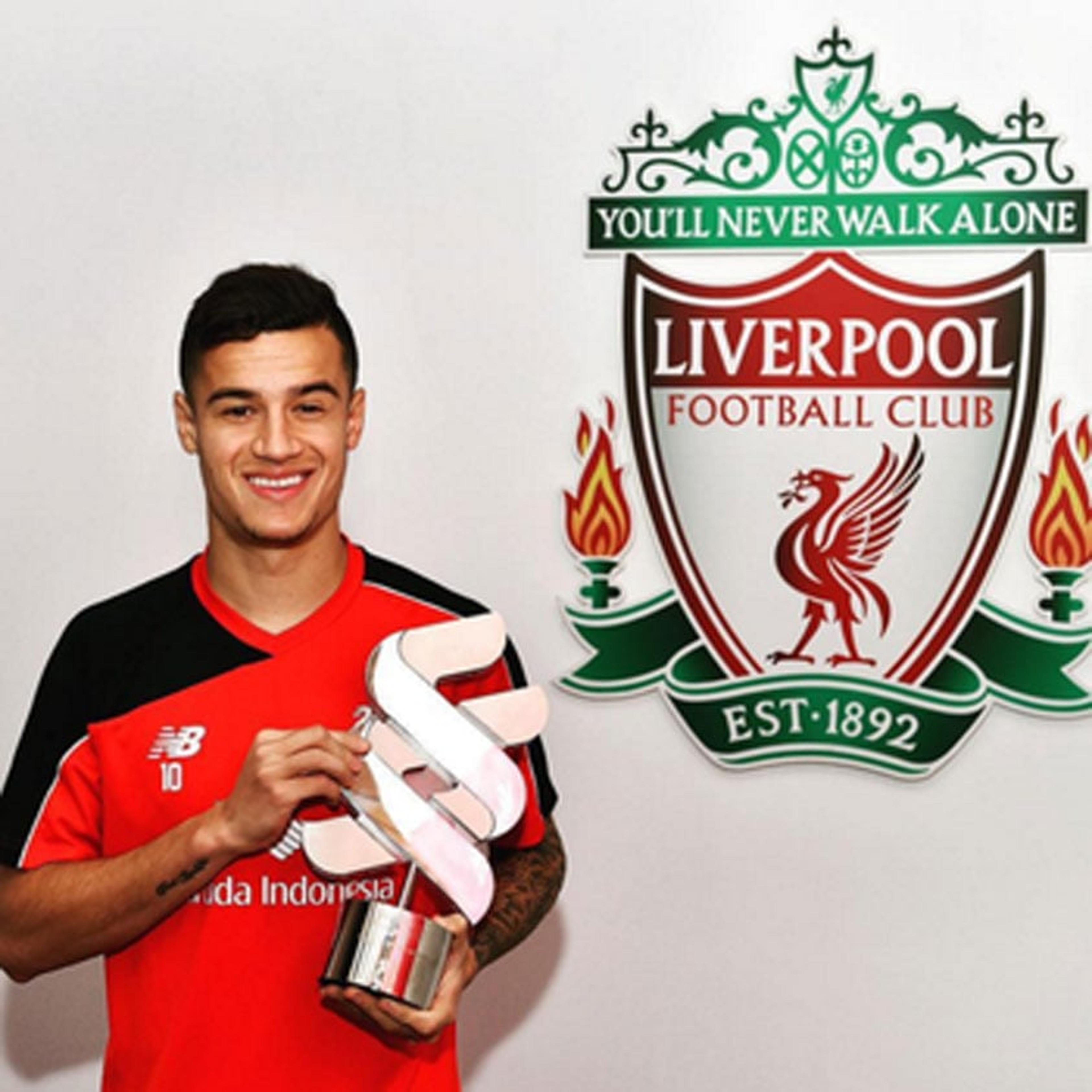 Pela terceira vez, Philippe Coutinho é o melhor do mês no Liverpool