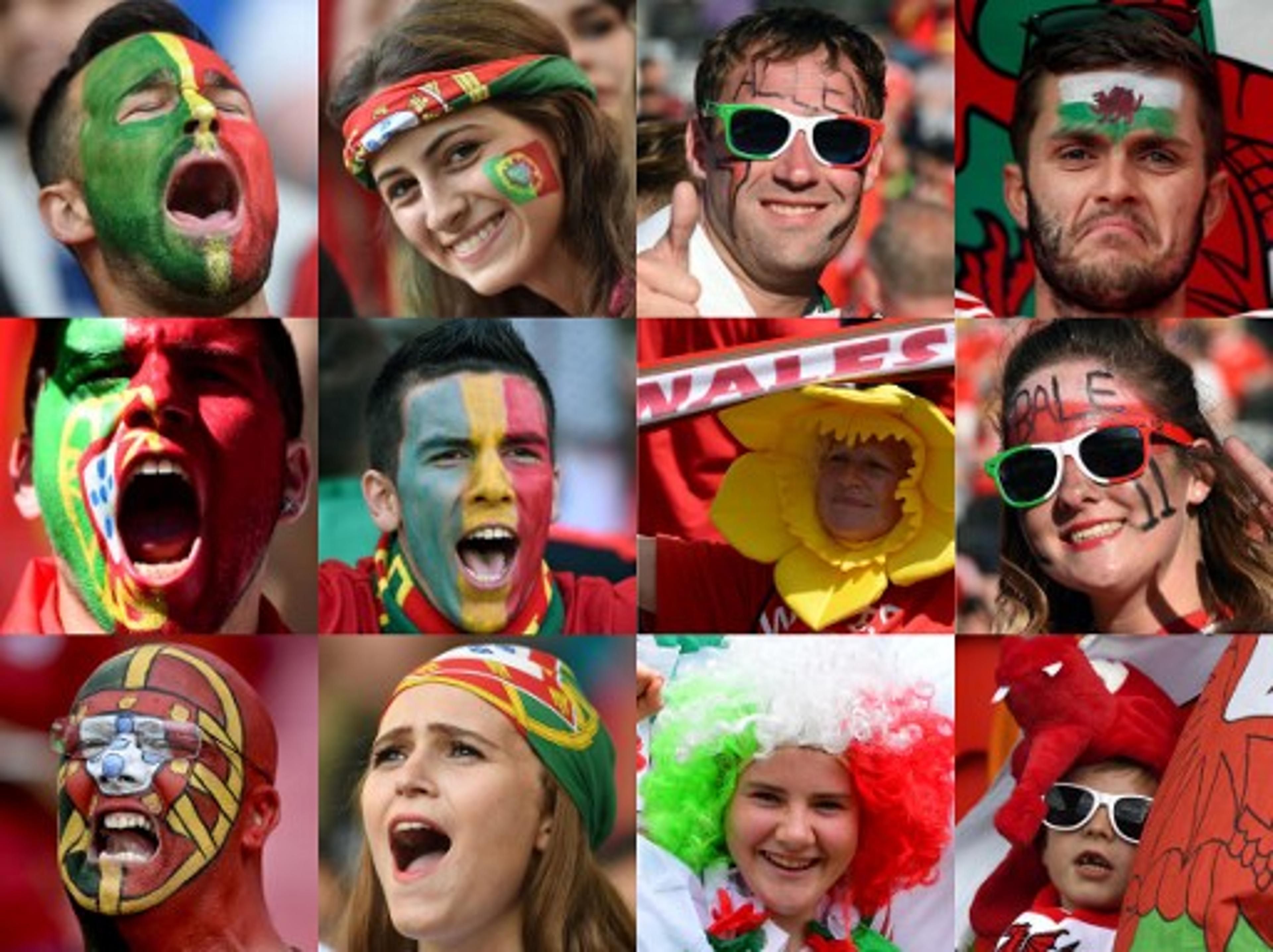 Veja imagens das torcidas de País de Gales e Portugal, rivais na Eurocopa