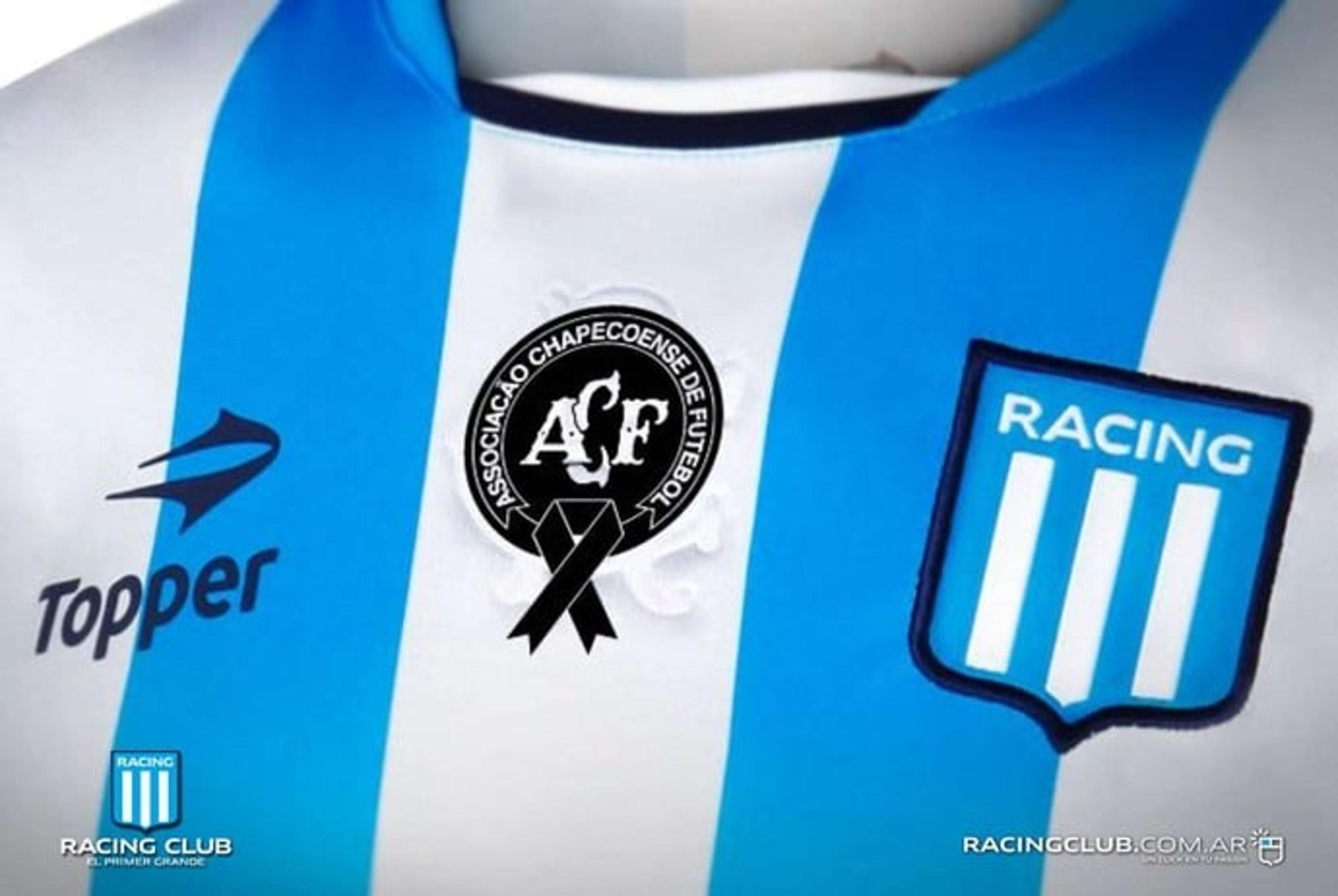 Racing vai usar escudo da Chape no confronto diante do Boca Juniors