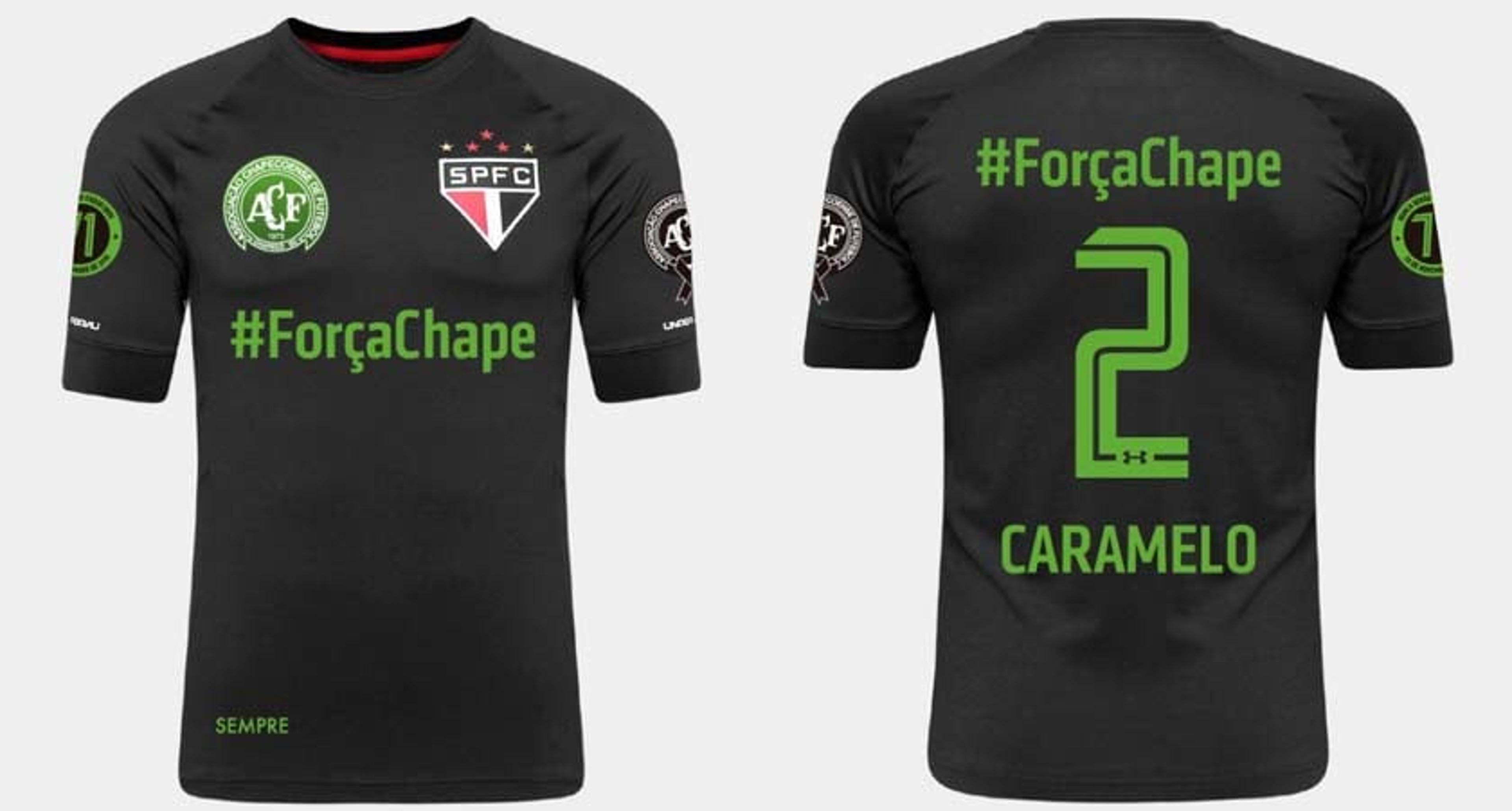 Preta, e detalhes verdes: a camisa do São Paulo em homenagem à Chape