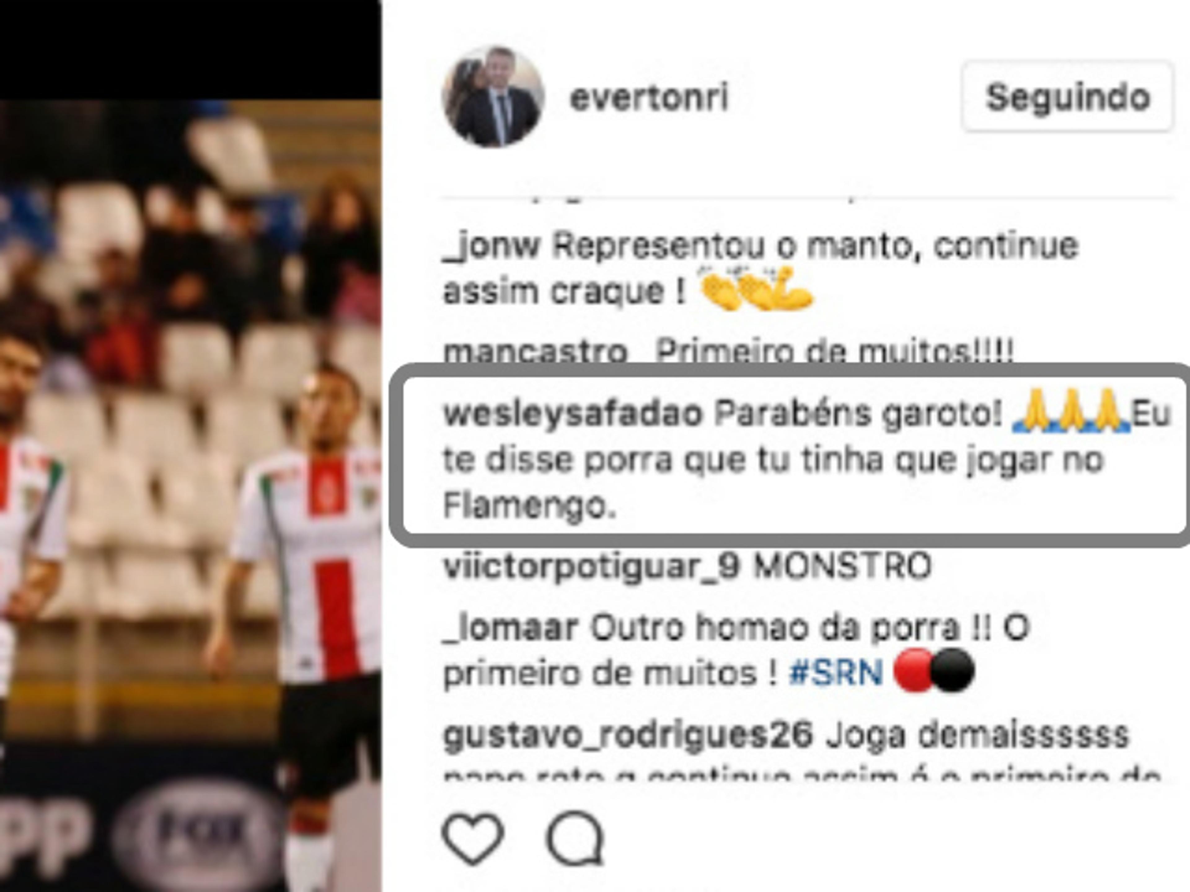 Everton Ribeiro celebra gol e Safadão diz: ‘Te disse para jogar no Flamengo’