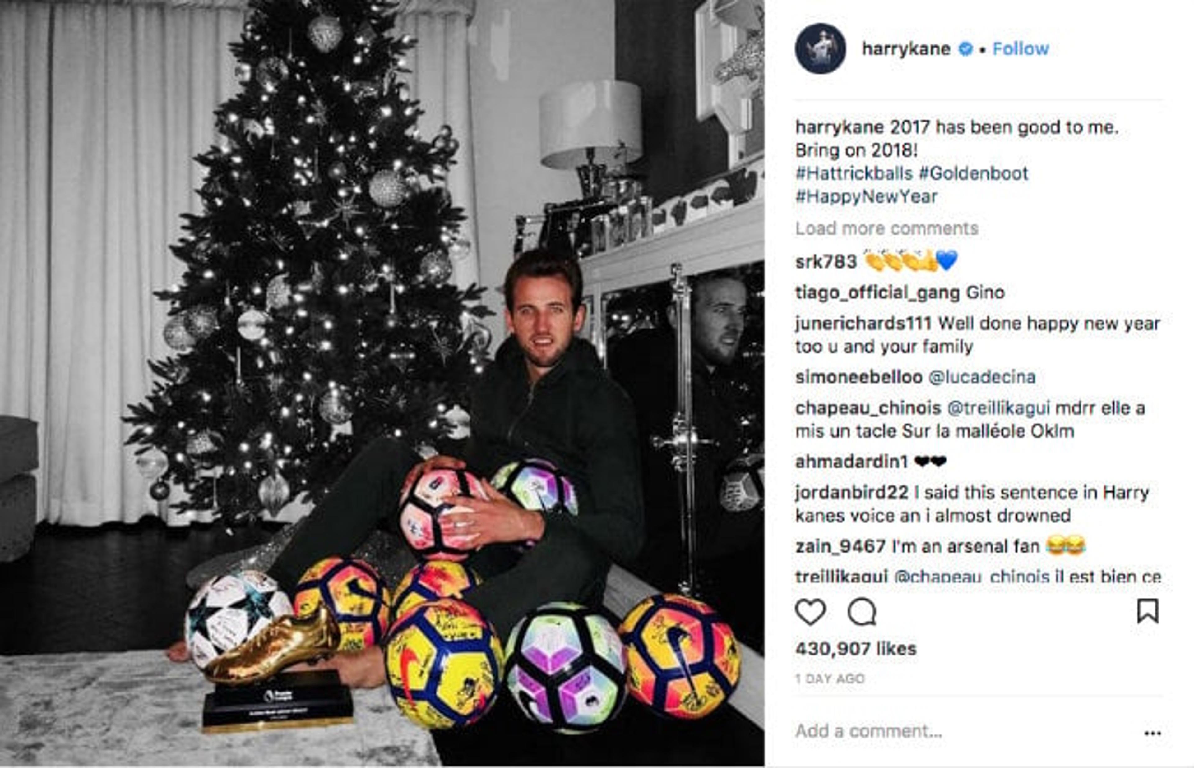 Harry Kane comemora ano de artilheiro nas redes sociais e leva bronca da noiva