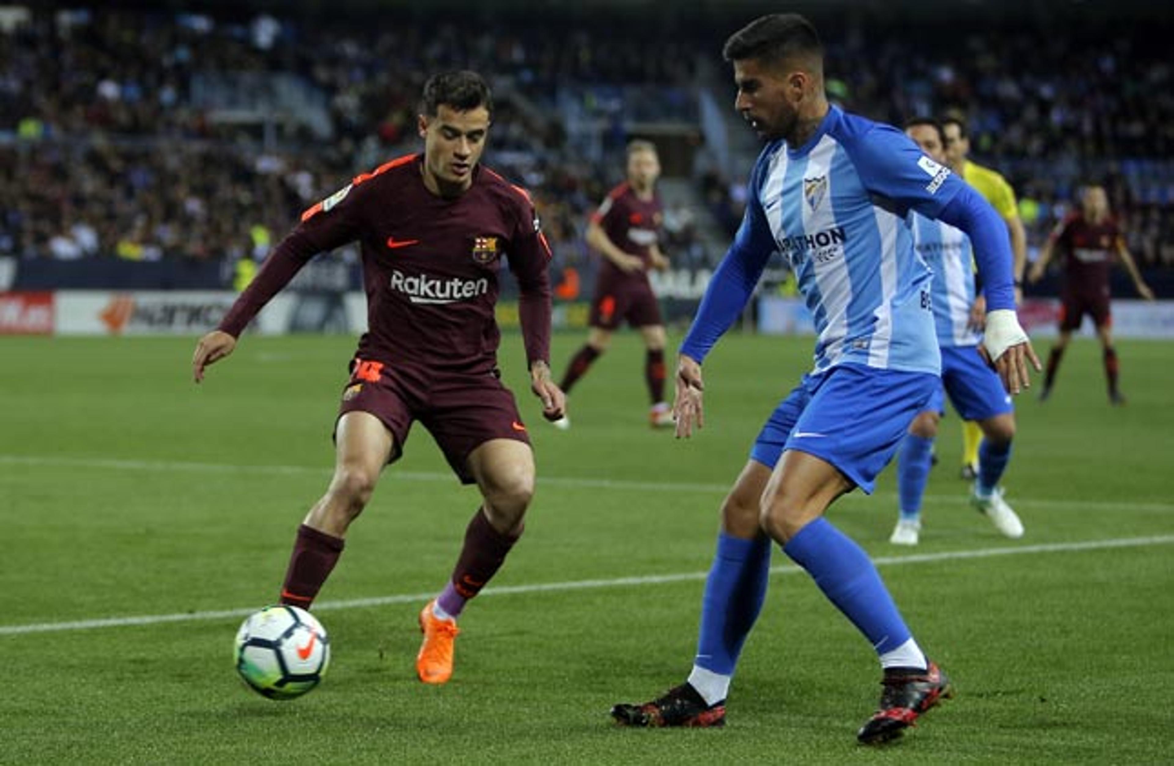 Coutinho faz de letra, e Barcelona passa pelo lanterna Málaga