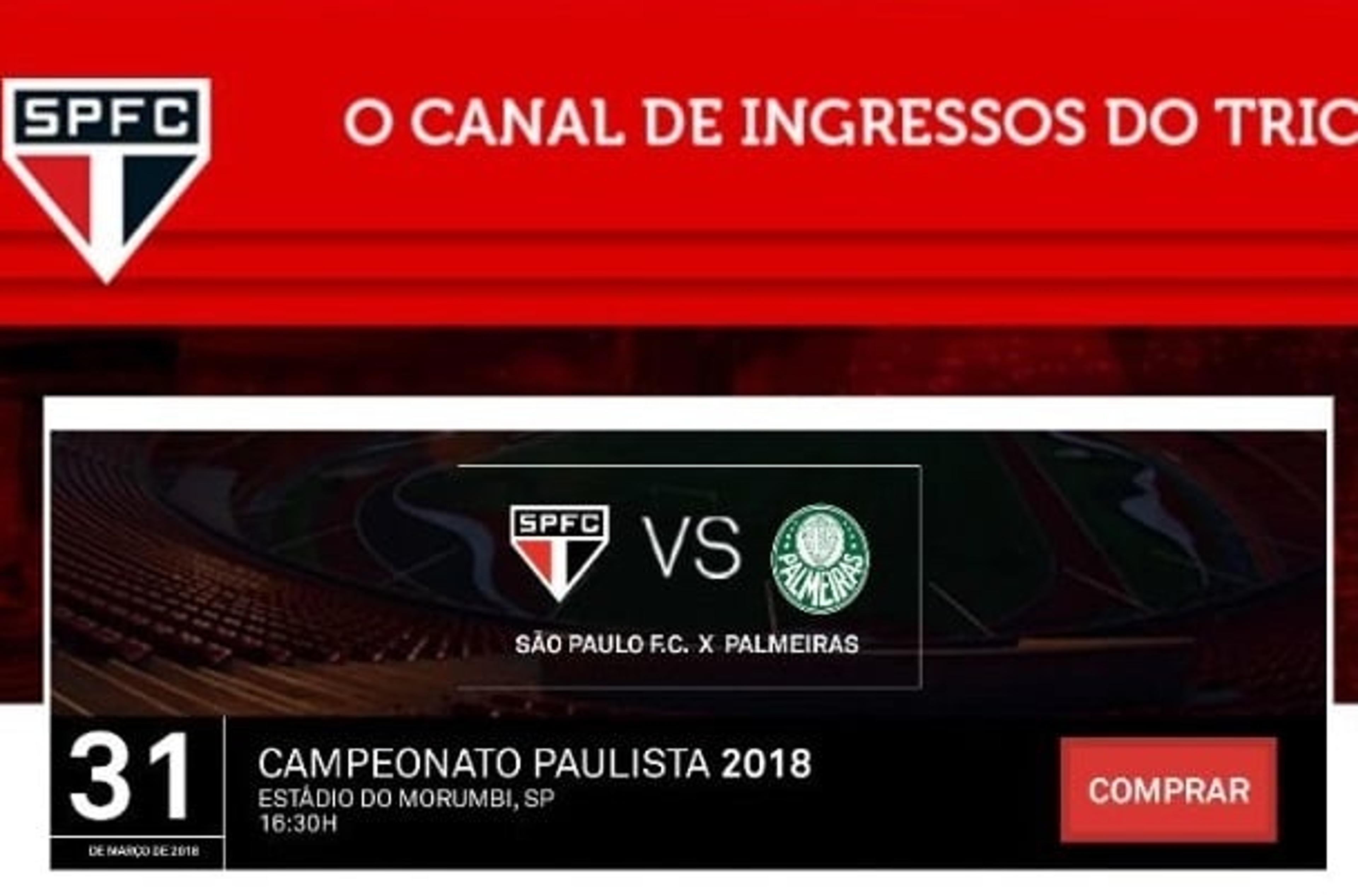 Site parceiro do São Paulo já anuncia venda de ingressos à final do Paulista