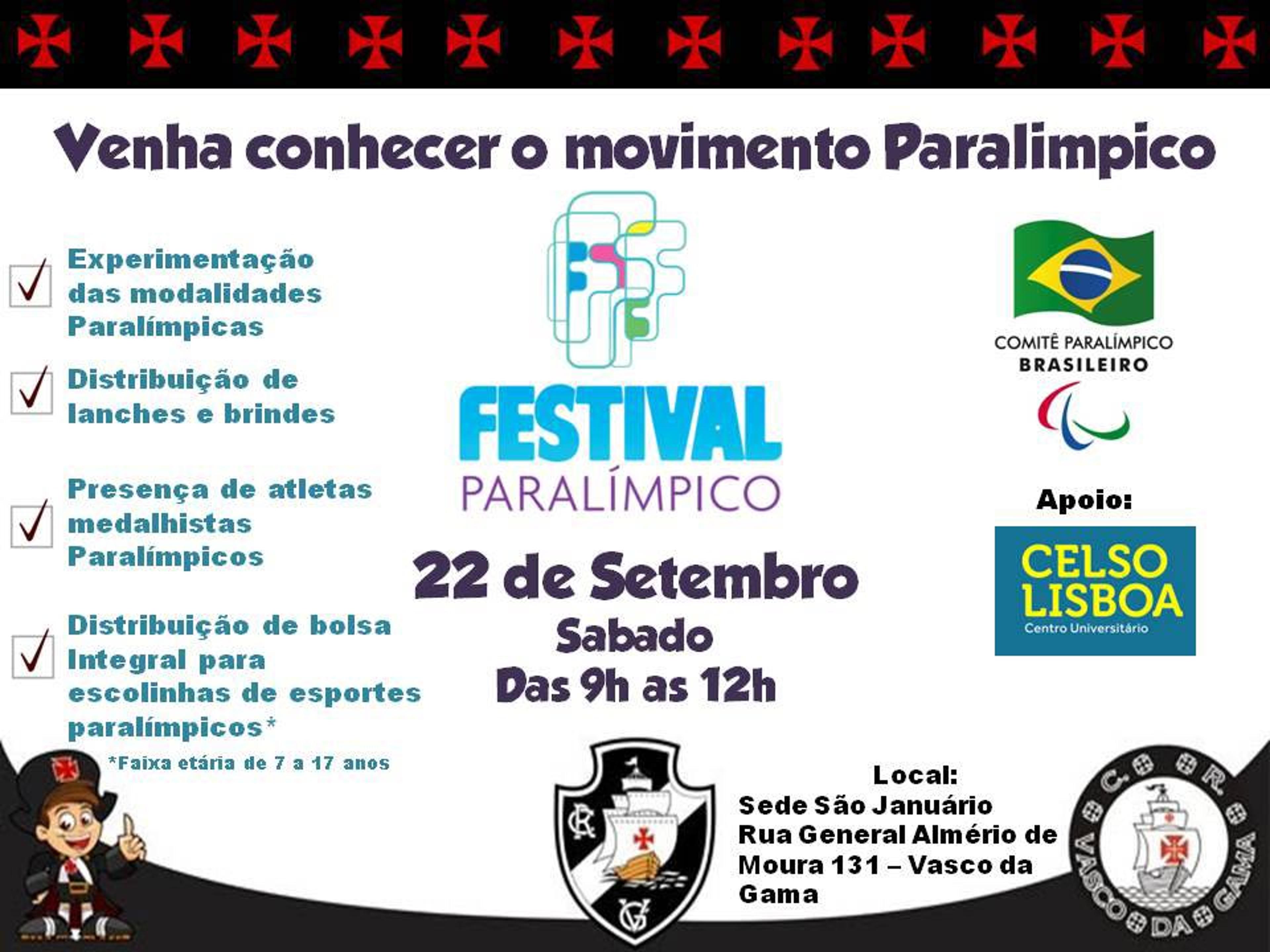 Vasco recebe o Festival Paralímpico neste sábado, em São Januário