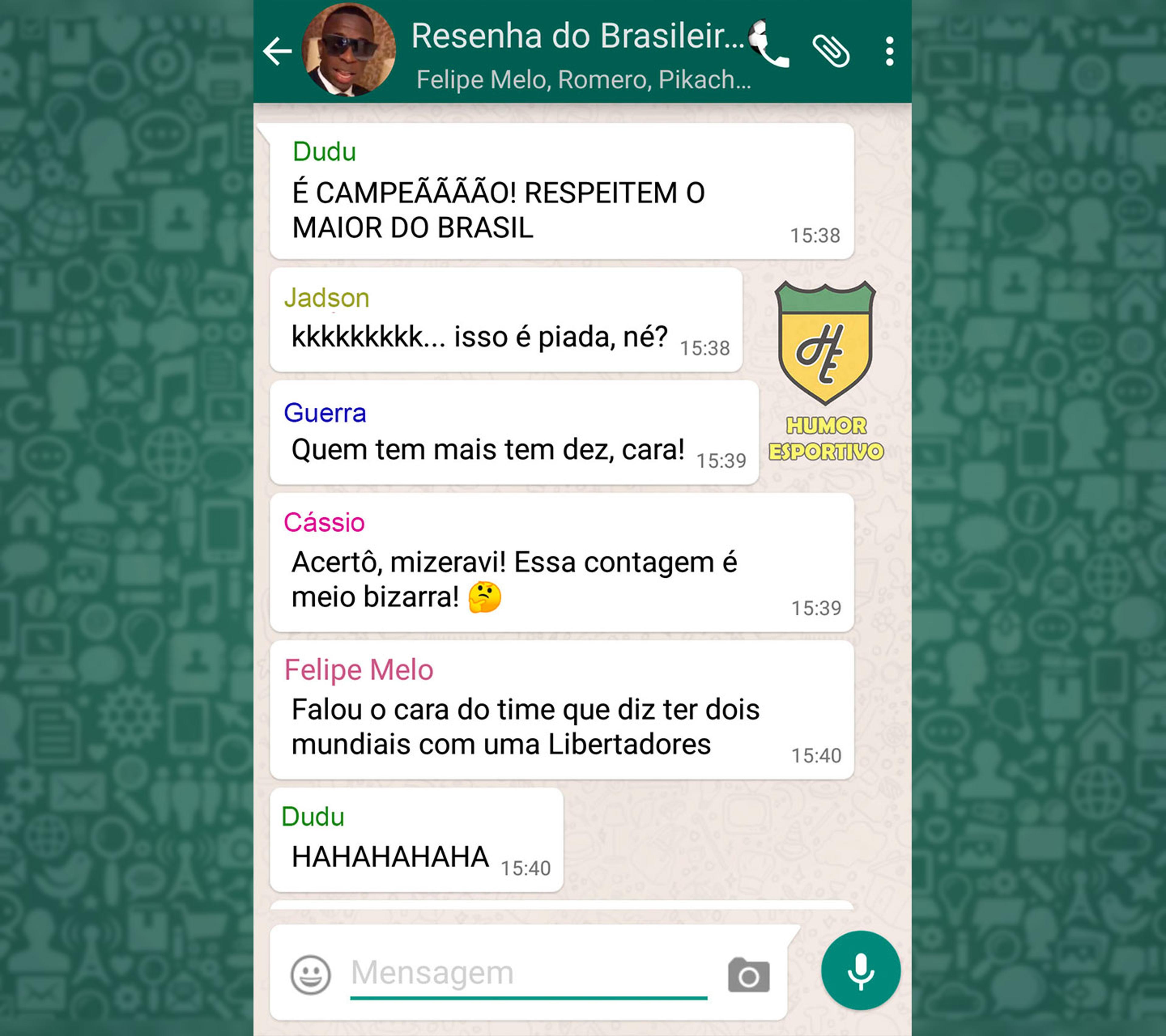 WhatsApp da Zoeira: a resenha dos jogadores no grupo do Brasileirão