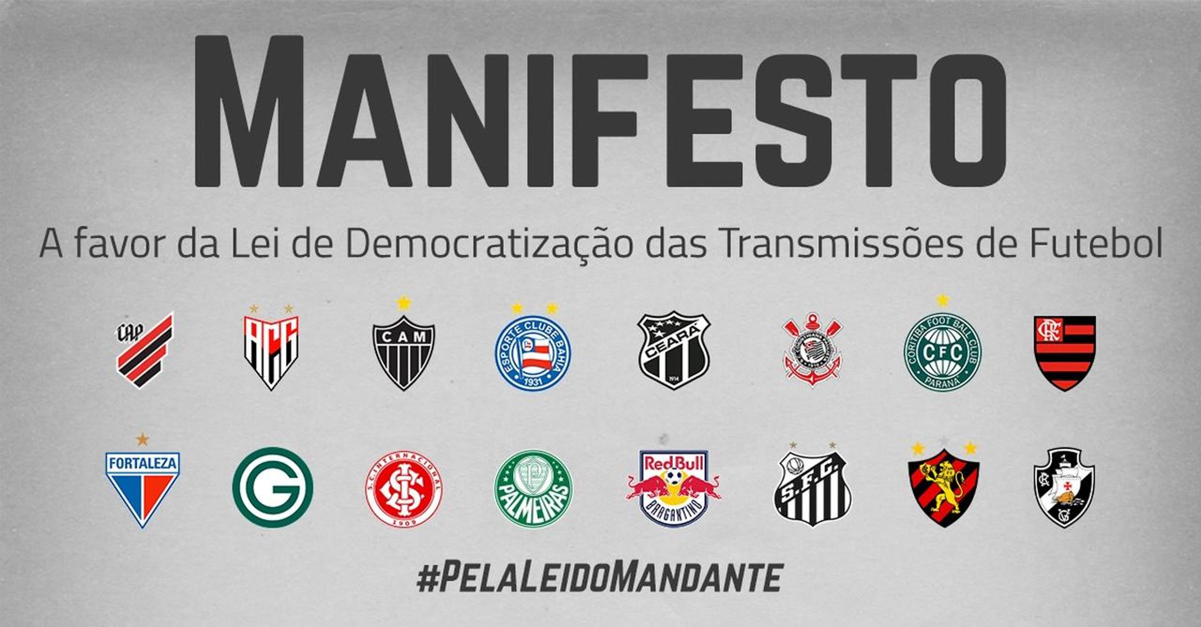 Manifesto de 16 clubes da Série A apoia ‘MP de direitos de transmissão’