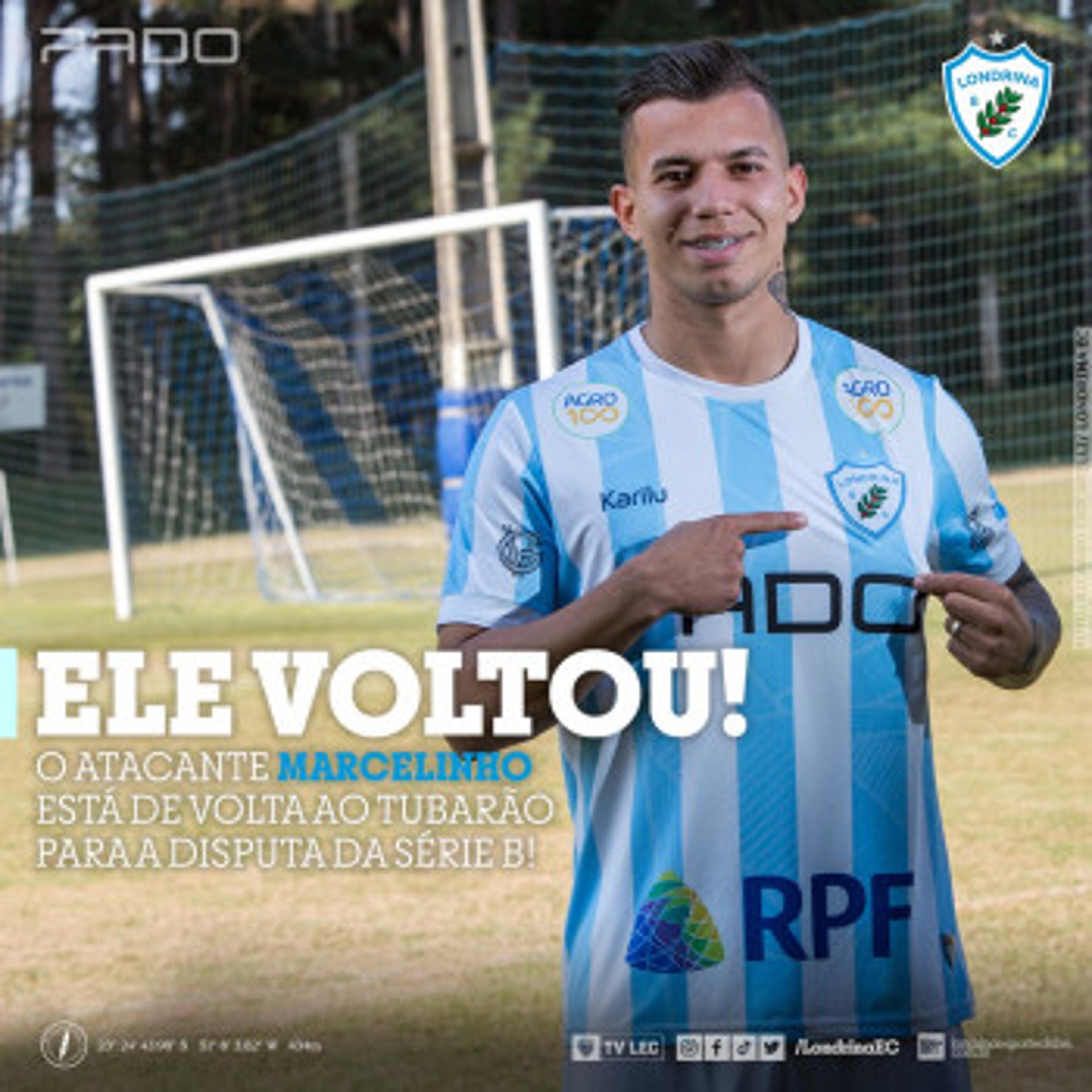 Marcelinho retorna ao Londrina e quer grande segundo semestre pelo Tubarão na Série B