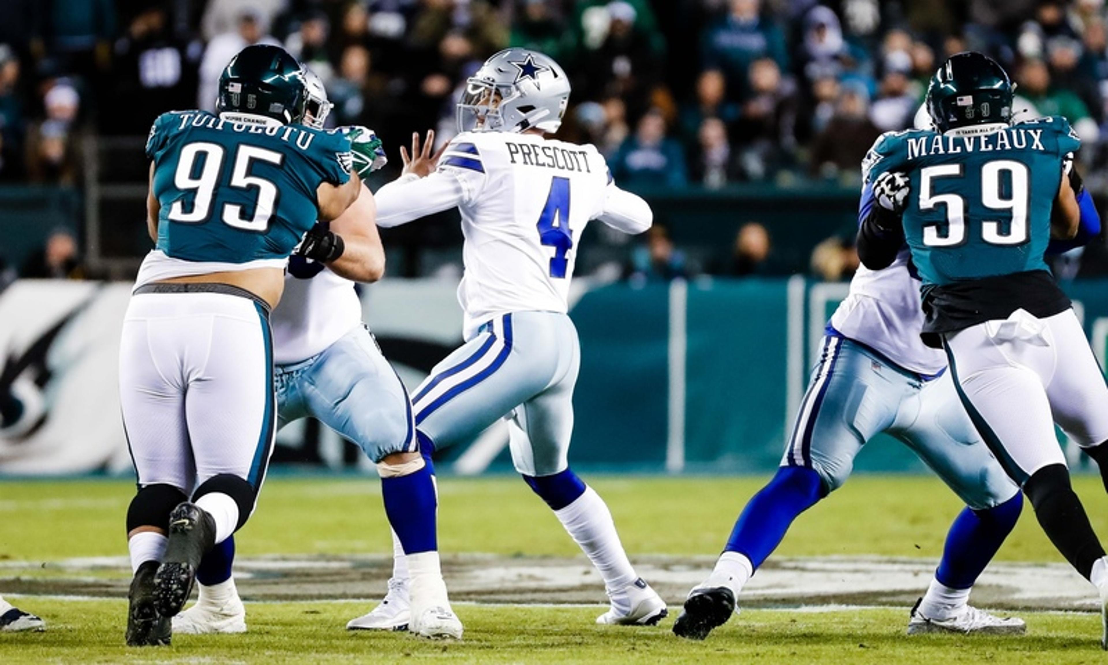 Prescott lança cinco TDs, Cowboys passeiam sobre os Eagles e vencem na despedida da temporada regular