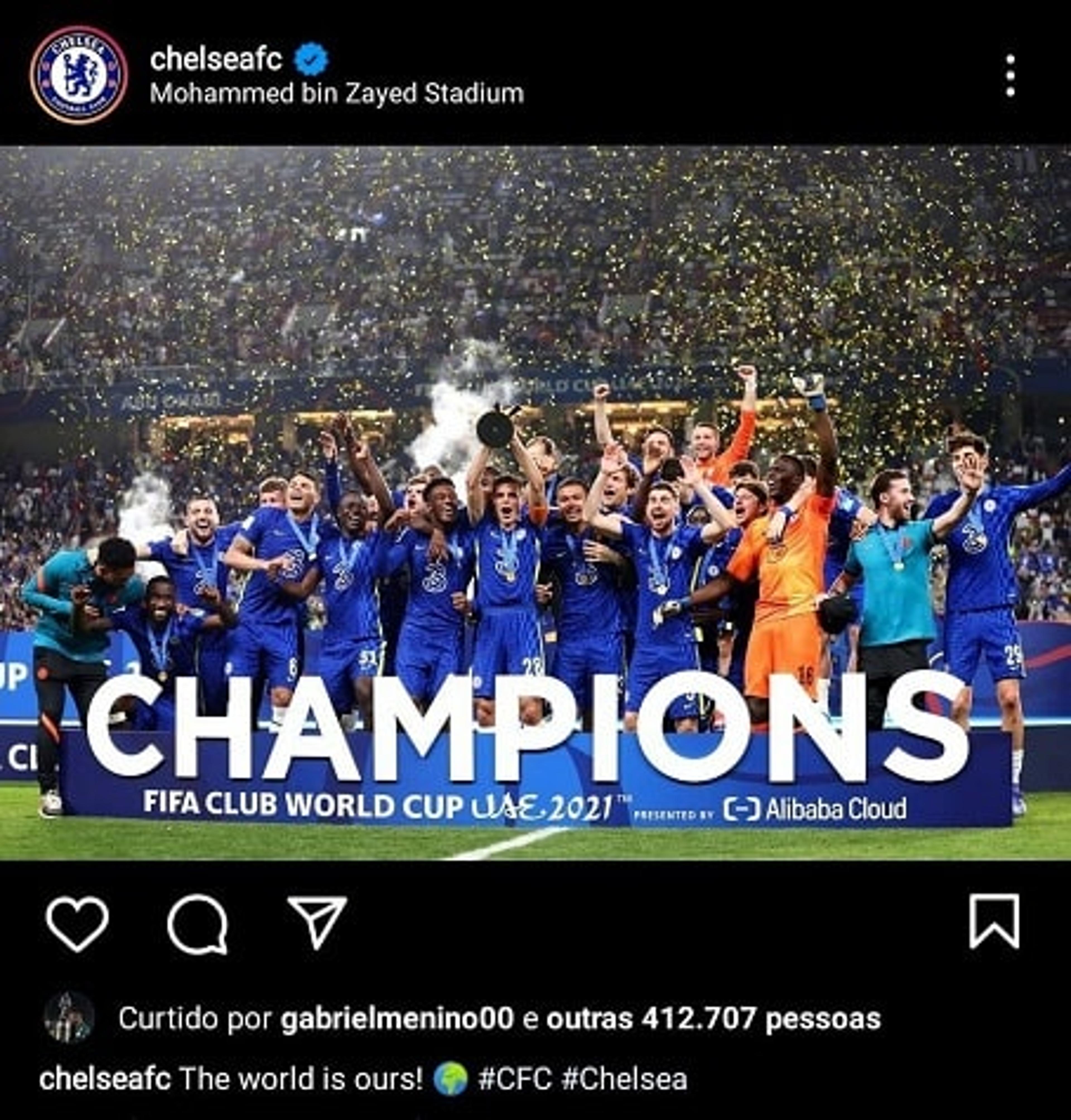 Após vice do Palmeiras, Gabriel Menino curte post do Chelsea campeão