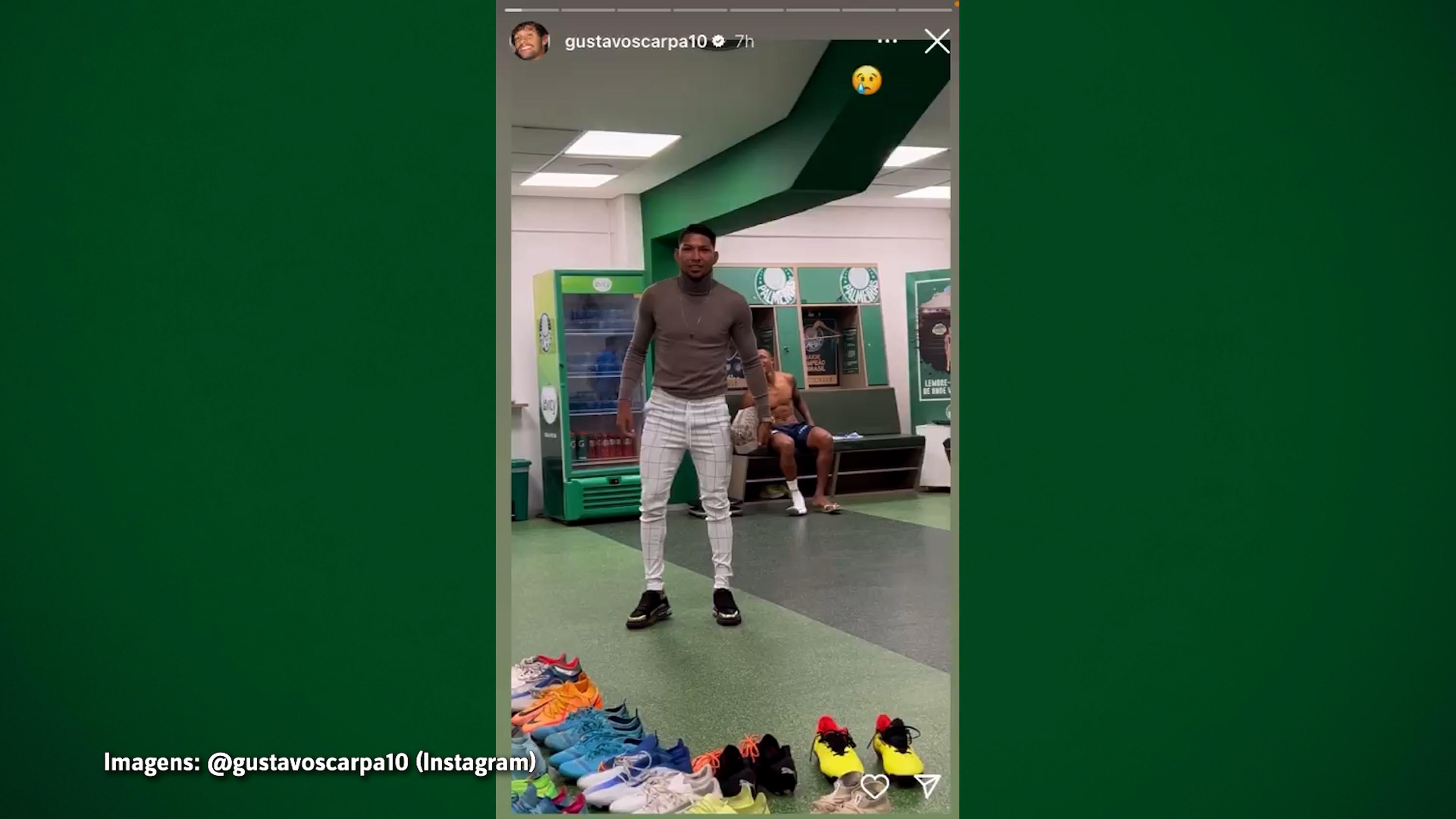 Gustavo Scarpa ‘tira sarro’ de Rony ‘modelo’ em vestiário do Palmeiras; veja vídeo