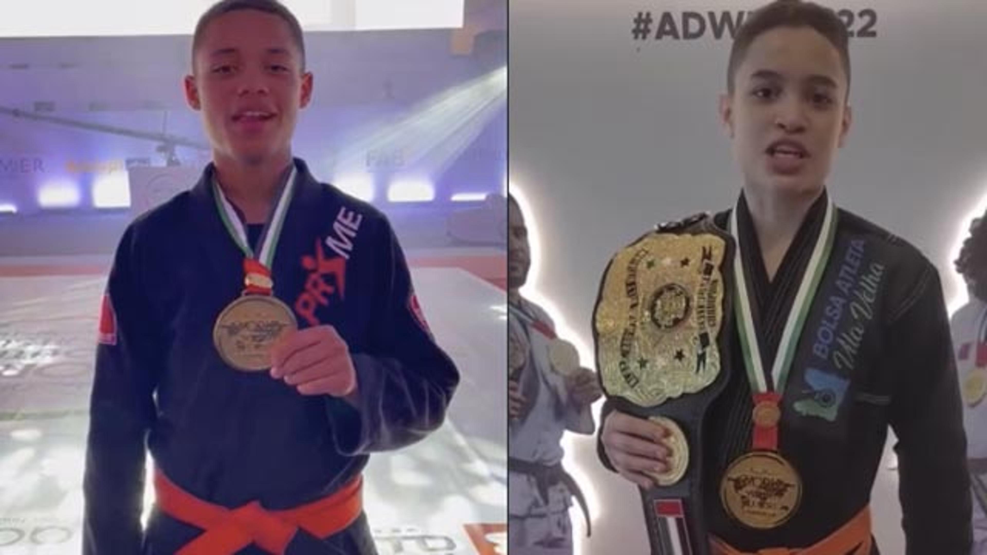 Jovens brasileiros de 13 anos são campeões de jiu-jitsu em Abu Dhabi