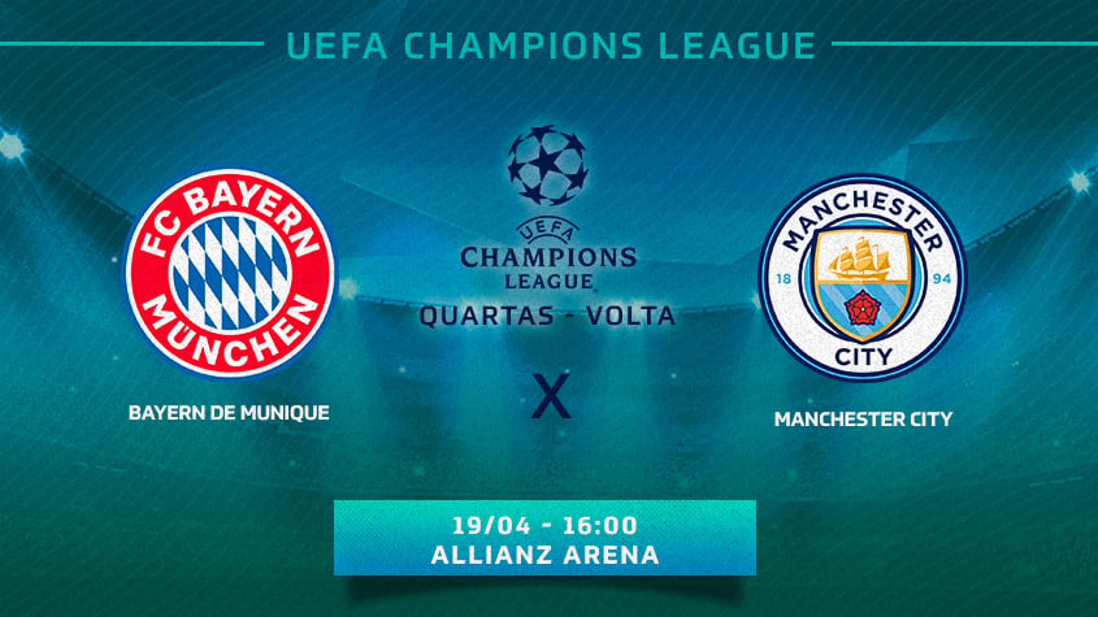 Bayern x Manchester City: onde assistir, horário e escalações do jogo pela Champions League