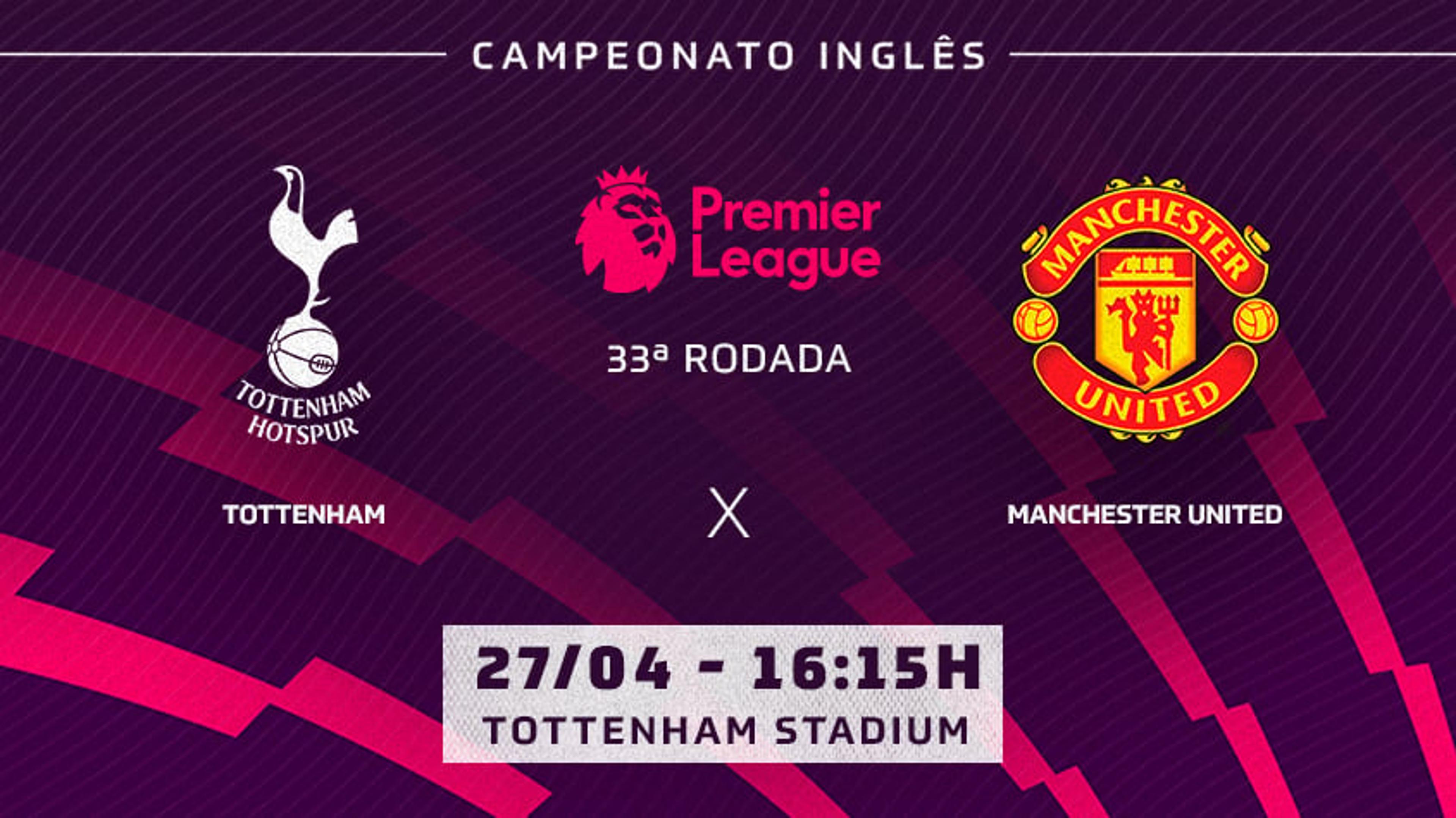 Tottenham x Manchester United: onde assistir, horário e escalações do jogo pela Premier League