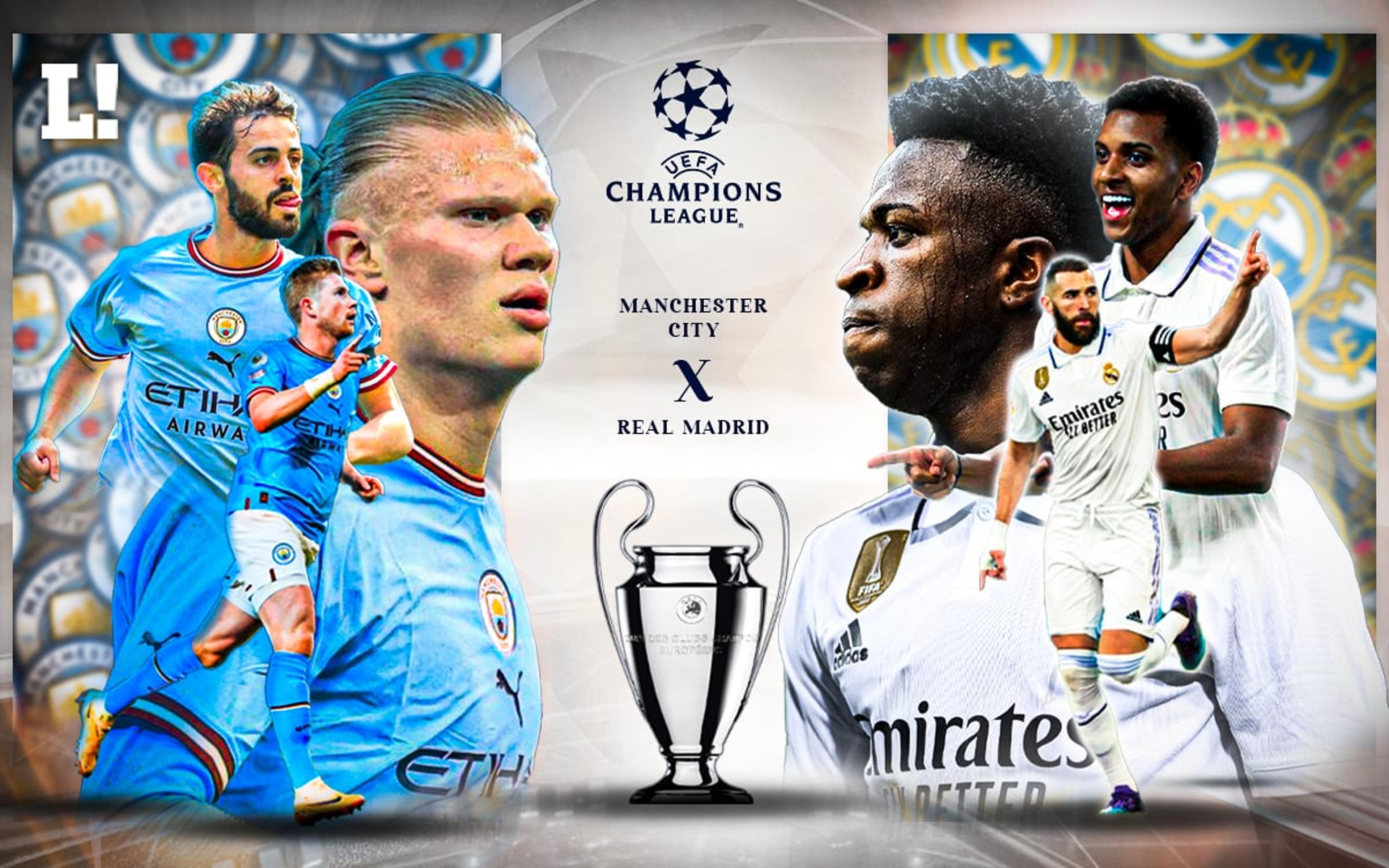 Manchester City x Real Madrid: onde assistir, horário e escalações do jogo pela Champions League