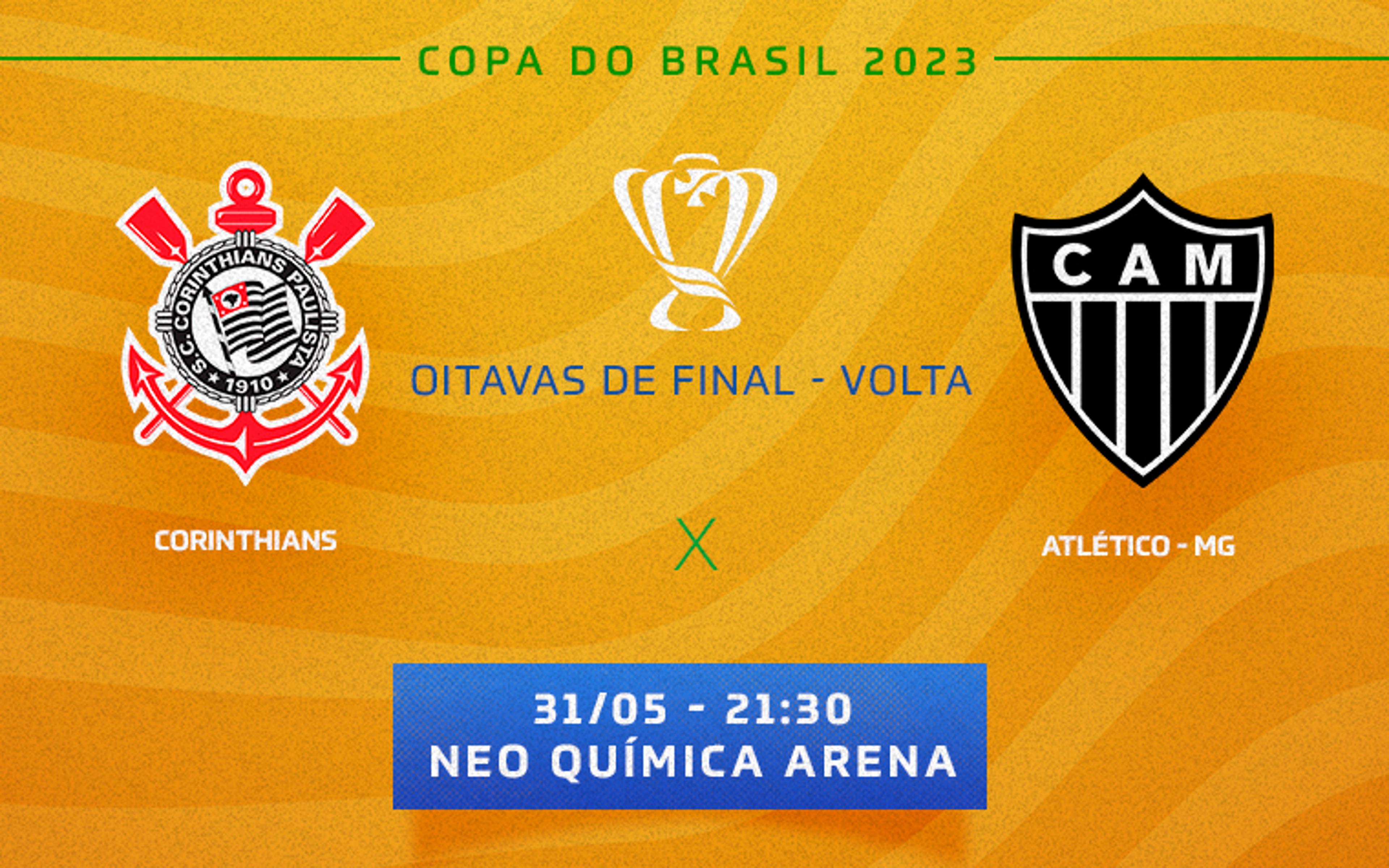 Corinthians x Atlético-MG: onde assistir ao vivo, escalações e desfalques do jogo pelas oitavas de final da Copa do Brasil