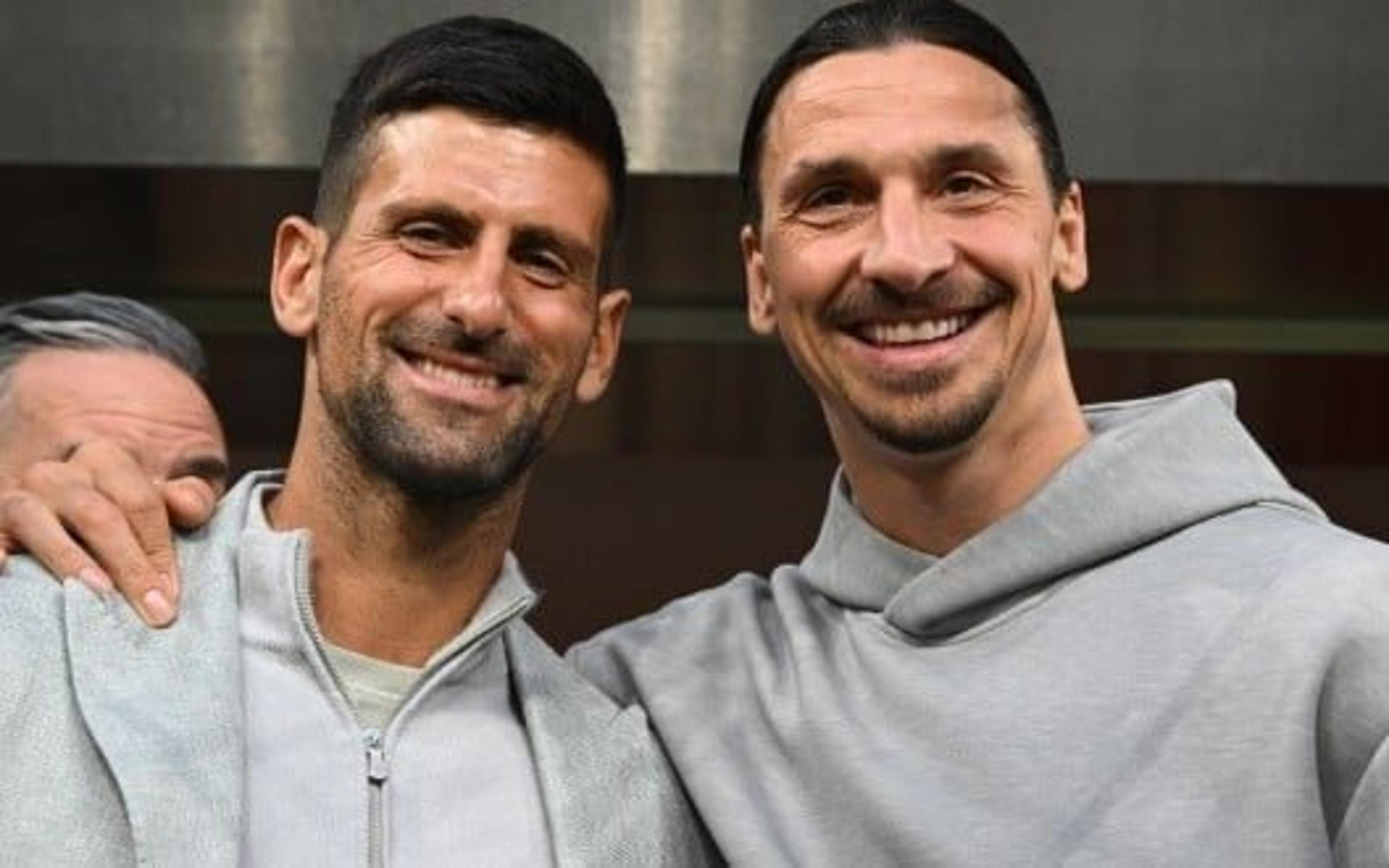 Djokovic marca presença no clássico Milan x Inter e tieta Ibrahimovich