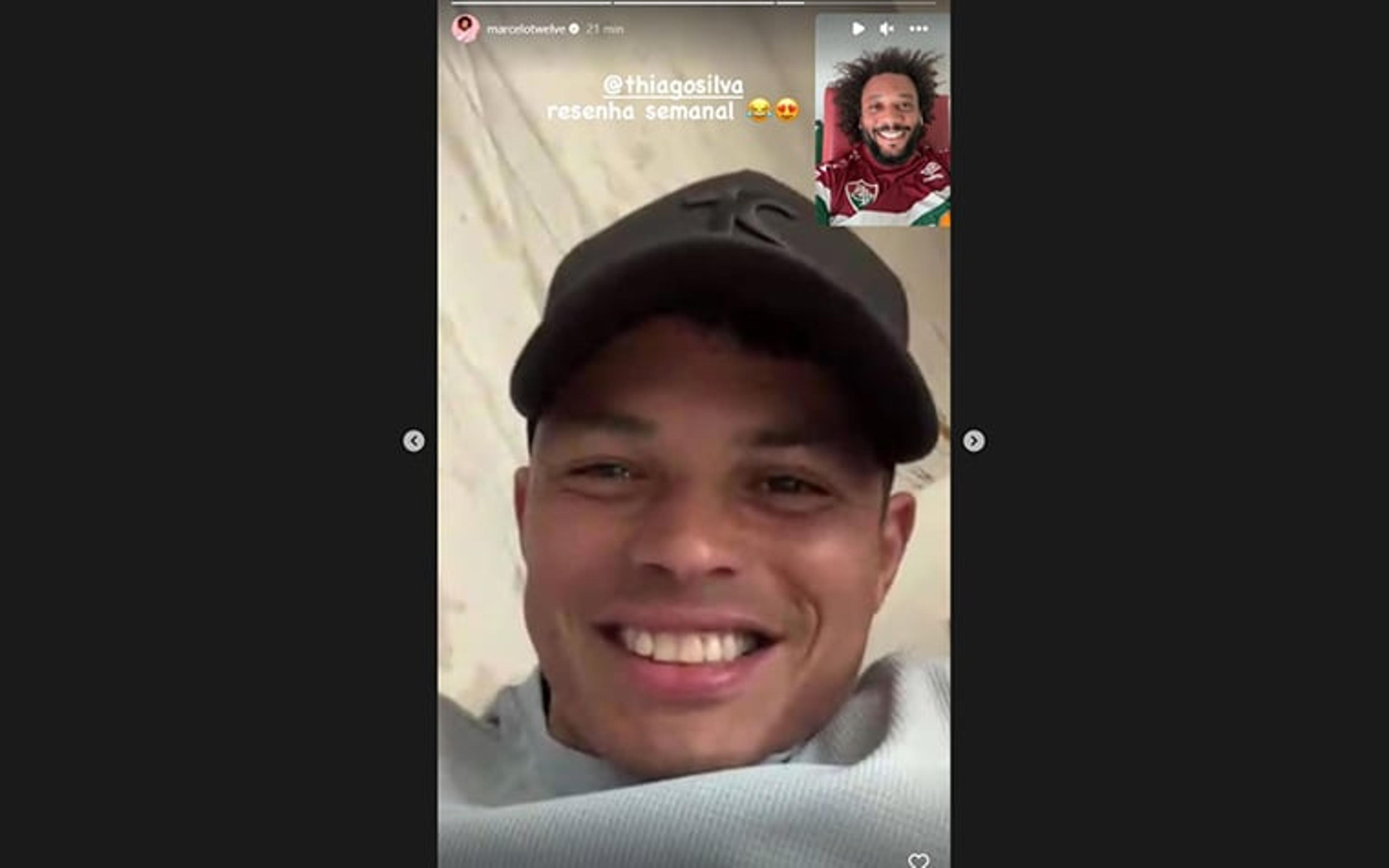 Marcelo, do Fluminense, registra conversa com Thiago Silva em rede social: ‘Resenha semanal’