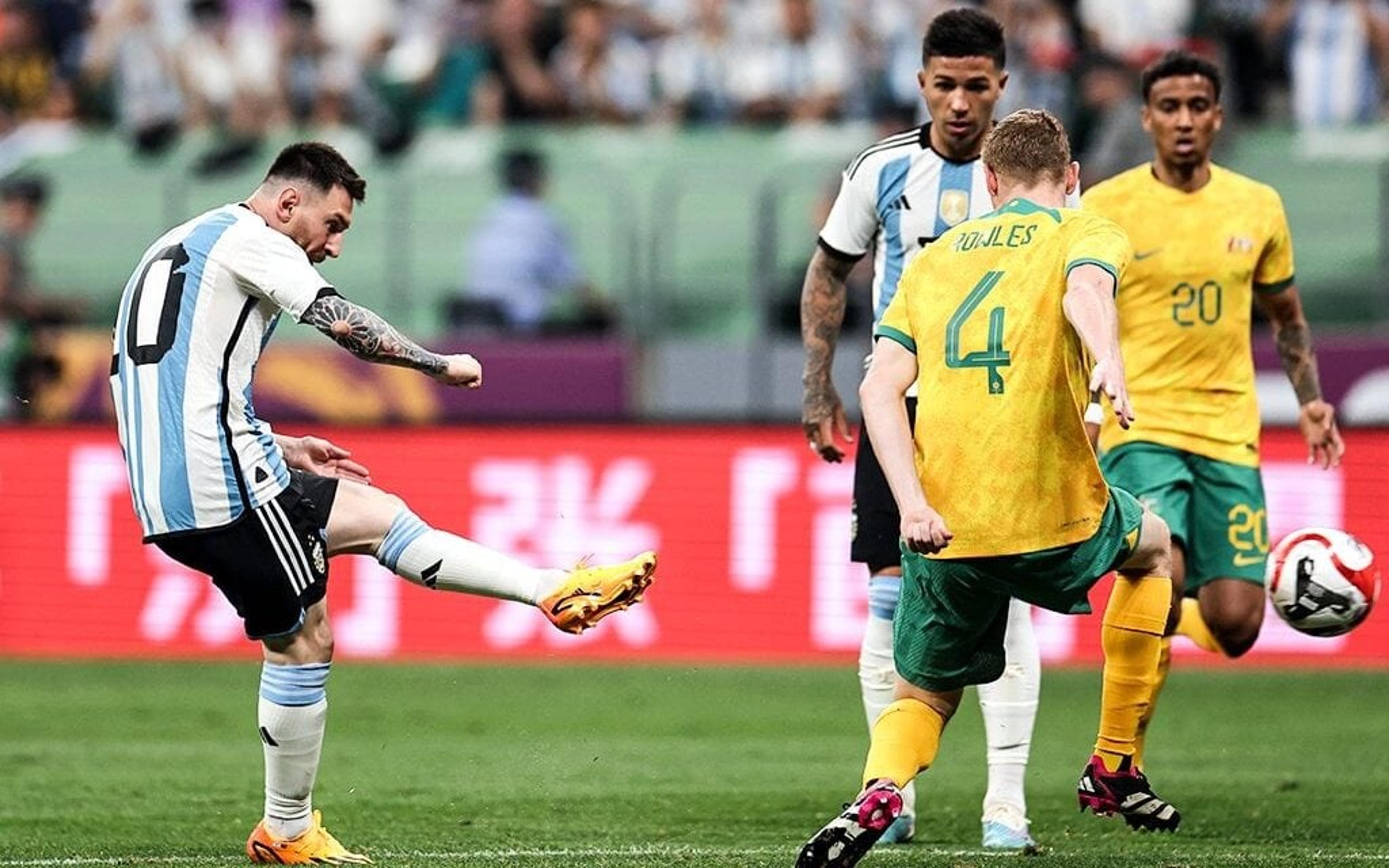 Em amistoso contra a Austrália, Messi vai às redes e registra o gol mais rápido de sua carreira