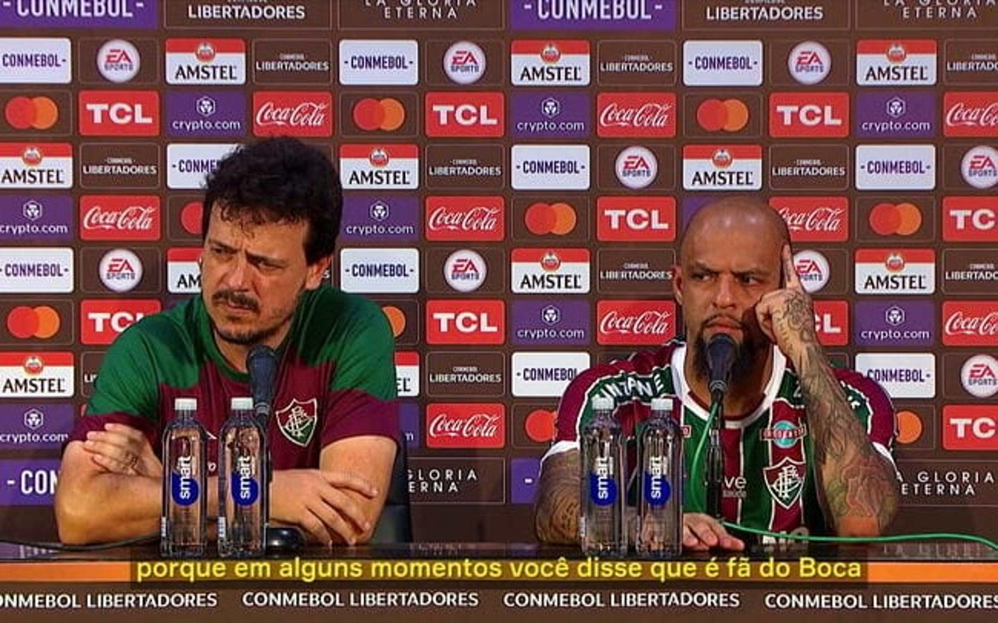 VÍDEO: Felipe Melo, do Fluminense, provoca o River Plate após imitar galinha: ‘Especial é jogar contra o Boca’