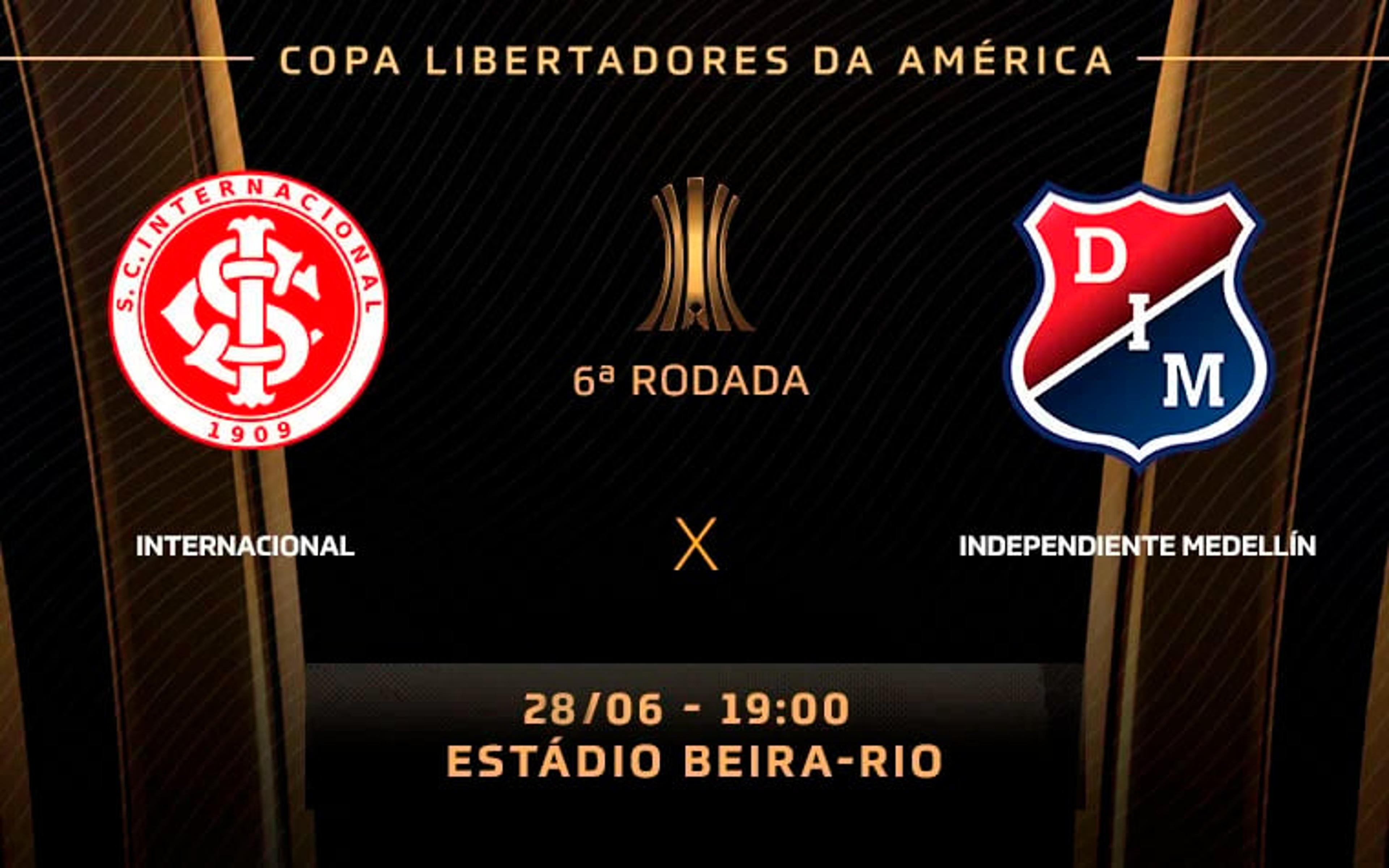 Internacional x Independiente Medellín: onde assistir, prováveis escalações e desfalques do jogo pela Libertadores