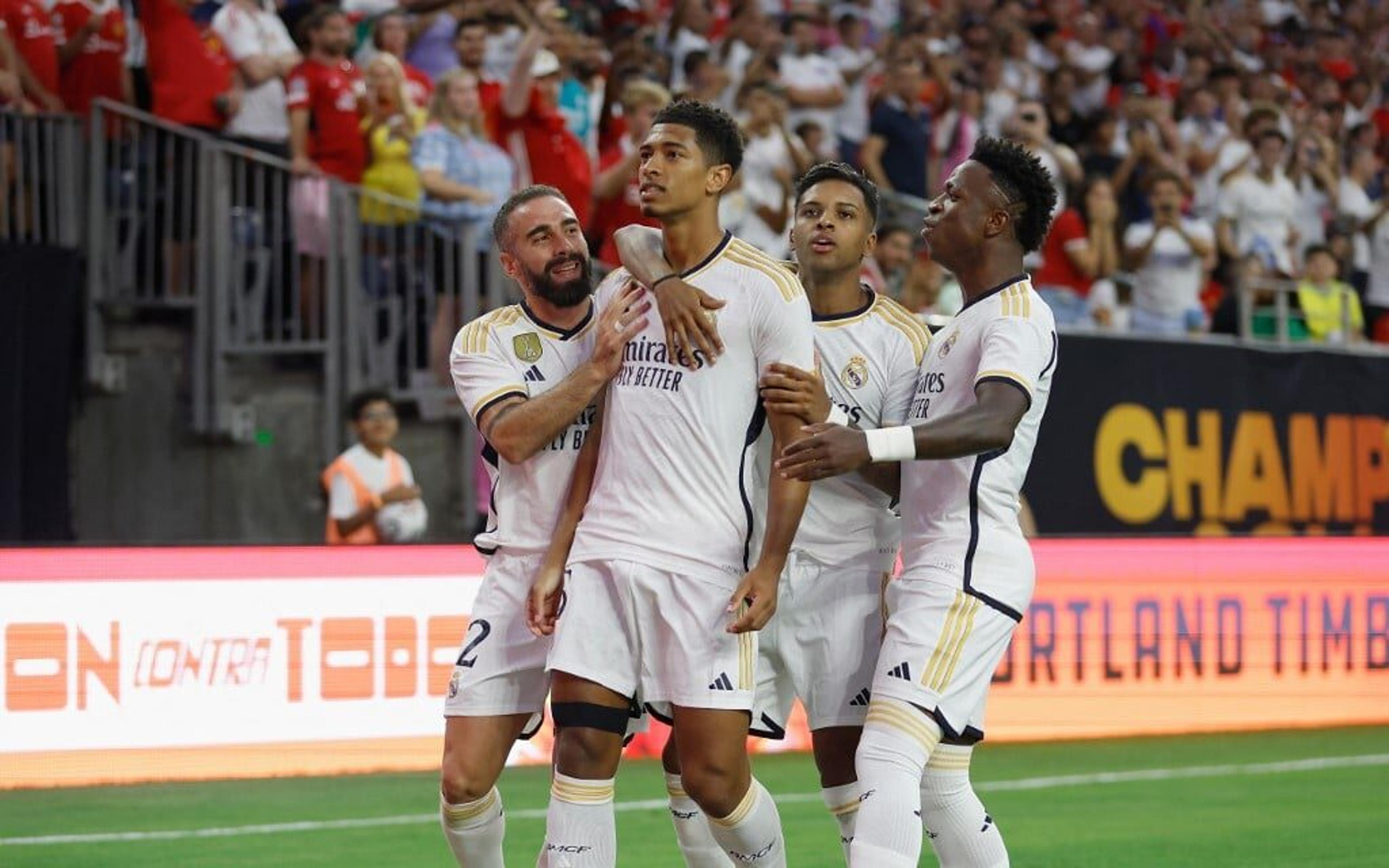 Bellingham celebra primeiro gol pelo Real Madrid e destaca clima no vestiário: ‘Eu amo jogar com esses caras’