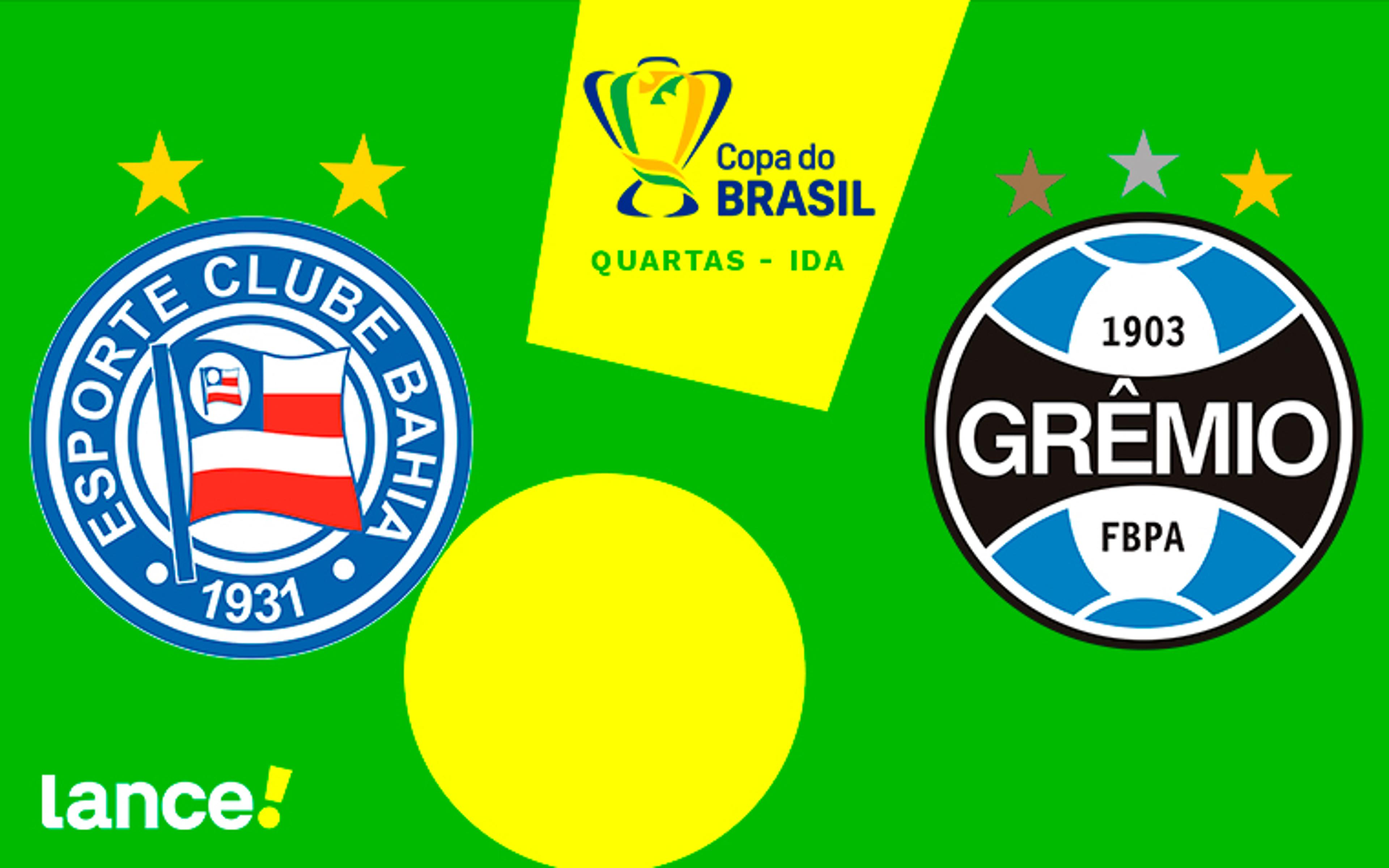 Bahia x Grêmio: onde assistir ao vivo, horário e escalações do jogo de hoje pela Copa do Brasil