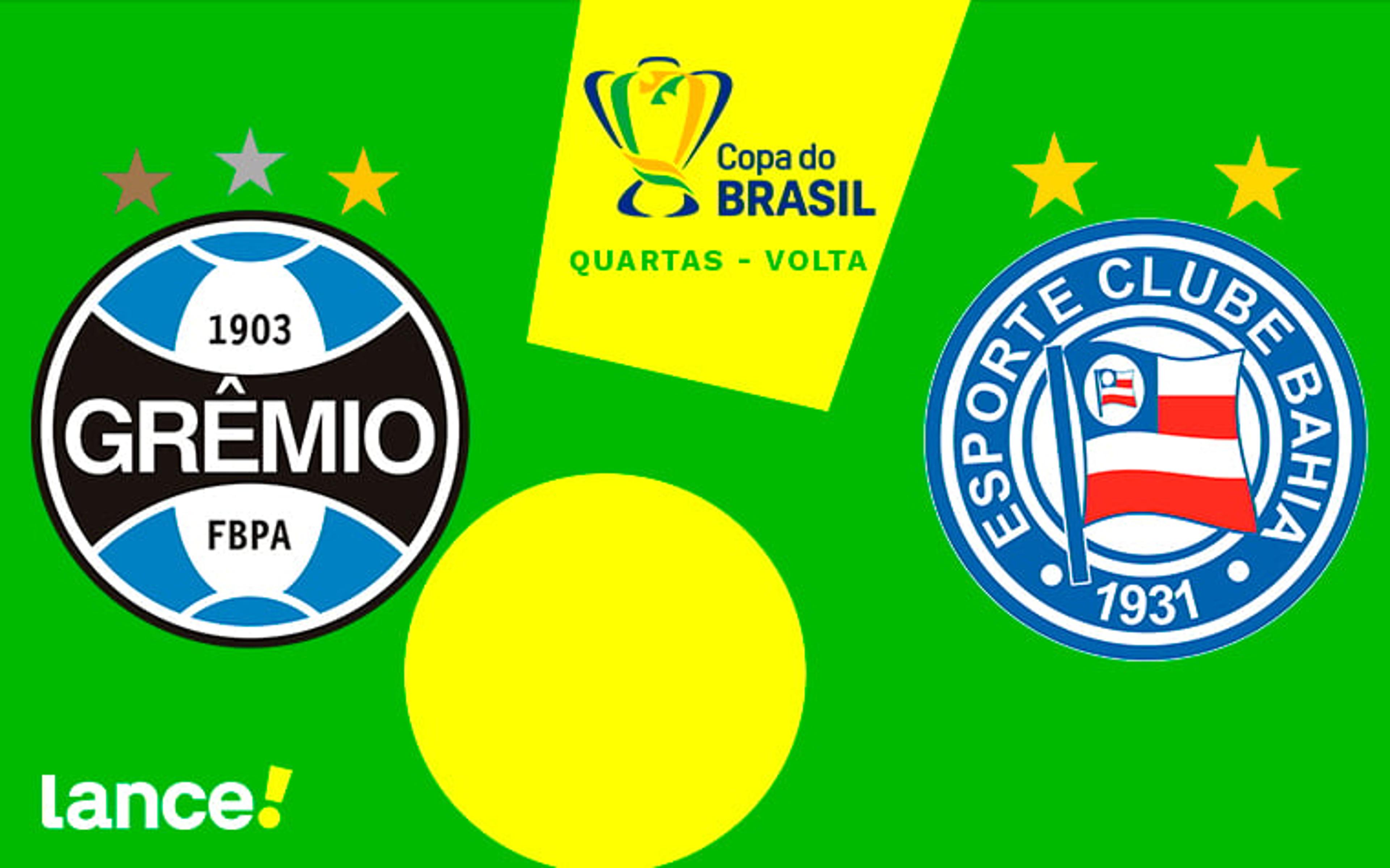 Grêmio x Bahia: onde assistir ao vivo, horário e escalações do jogo de hoje pela Copa do Brasil