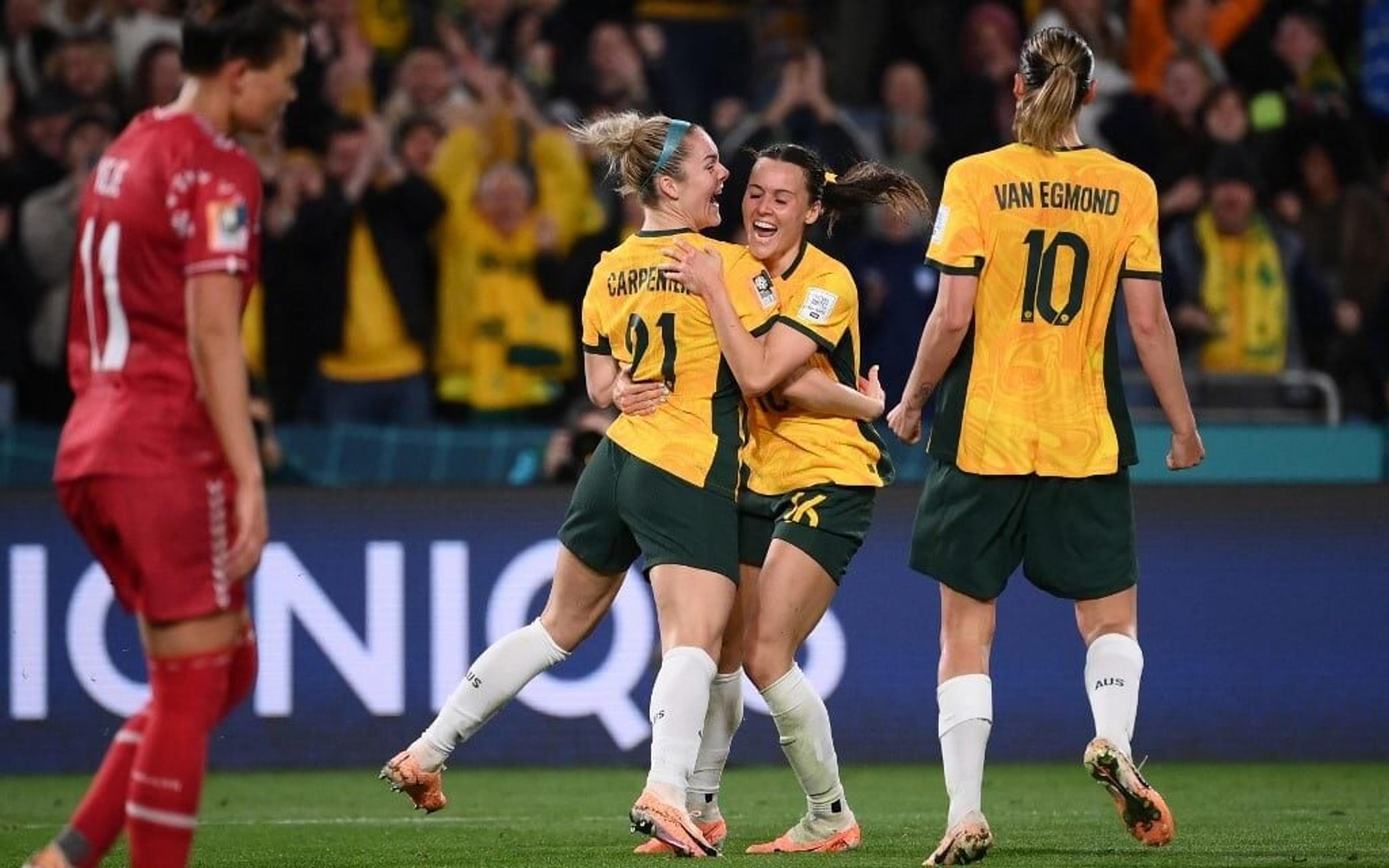 No retorno de Sam Kerr, Austrália vence a Dinamarca e se classifica para as quartas de final da Copa do Mundo Feminina