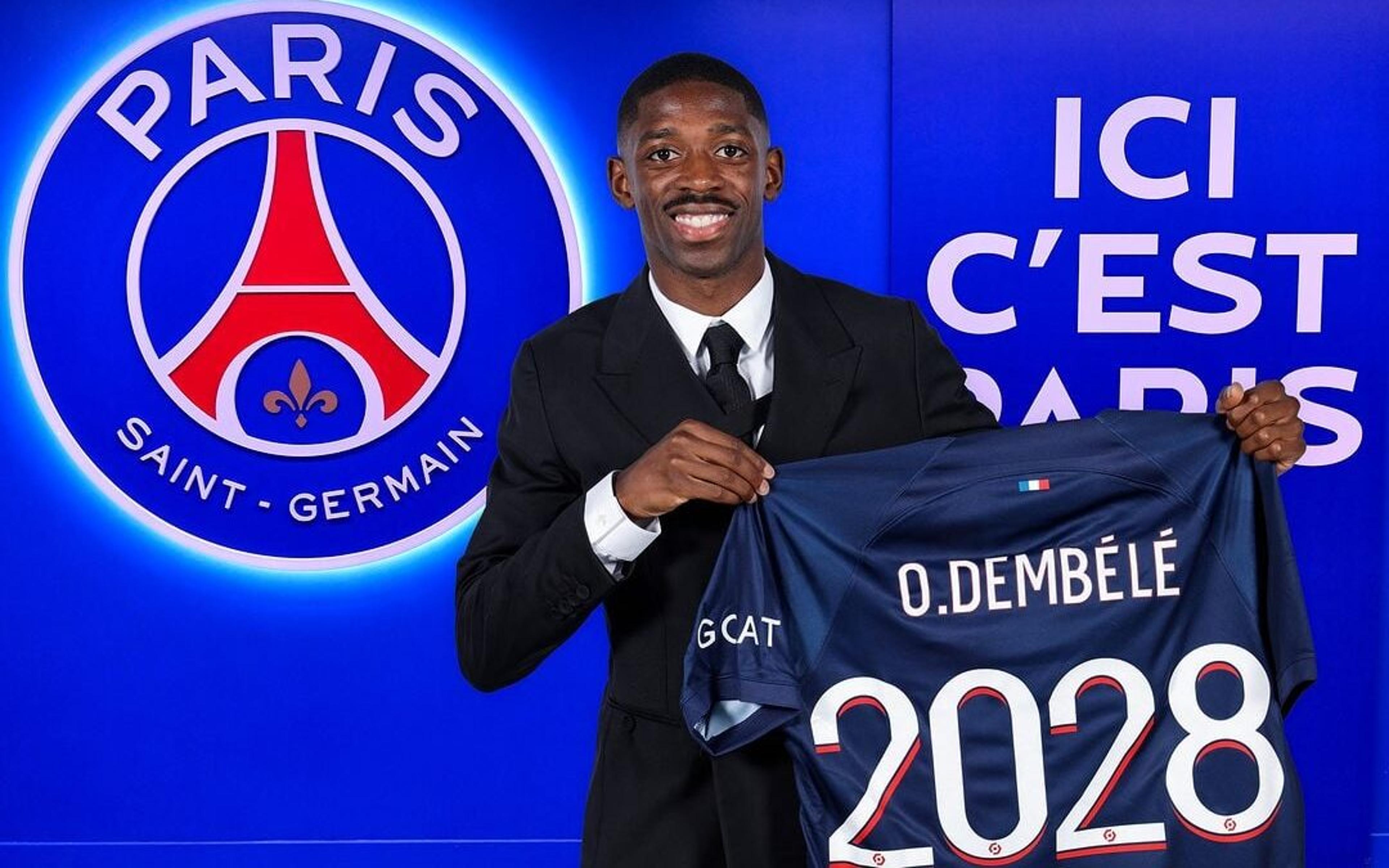 PSG anuncia contratação de Dembélé, do Barcelona, por cinco temporadas