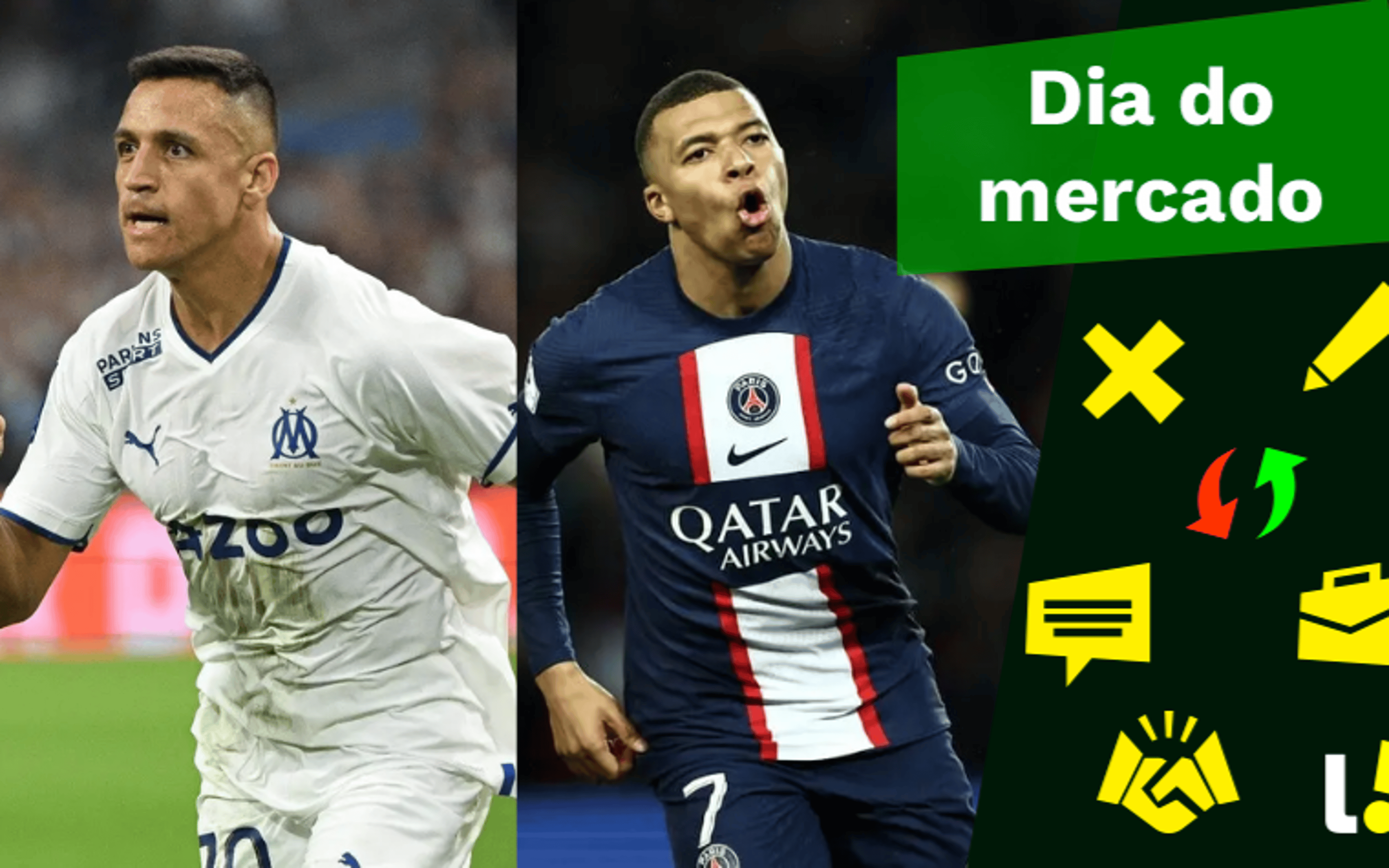 Alexis Sanchez acerta com novo destino, Mbappé conversa com PSG, gigante inglês anuncia joia do Santos… O Dia do Mercado!