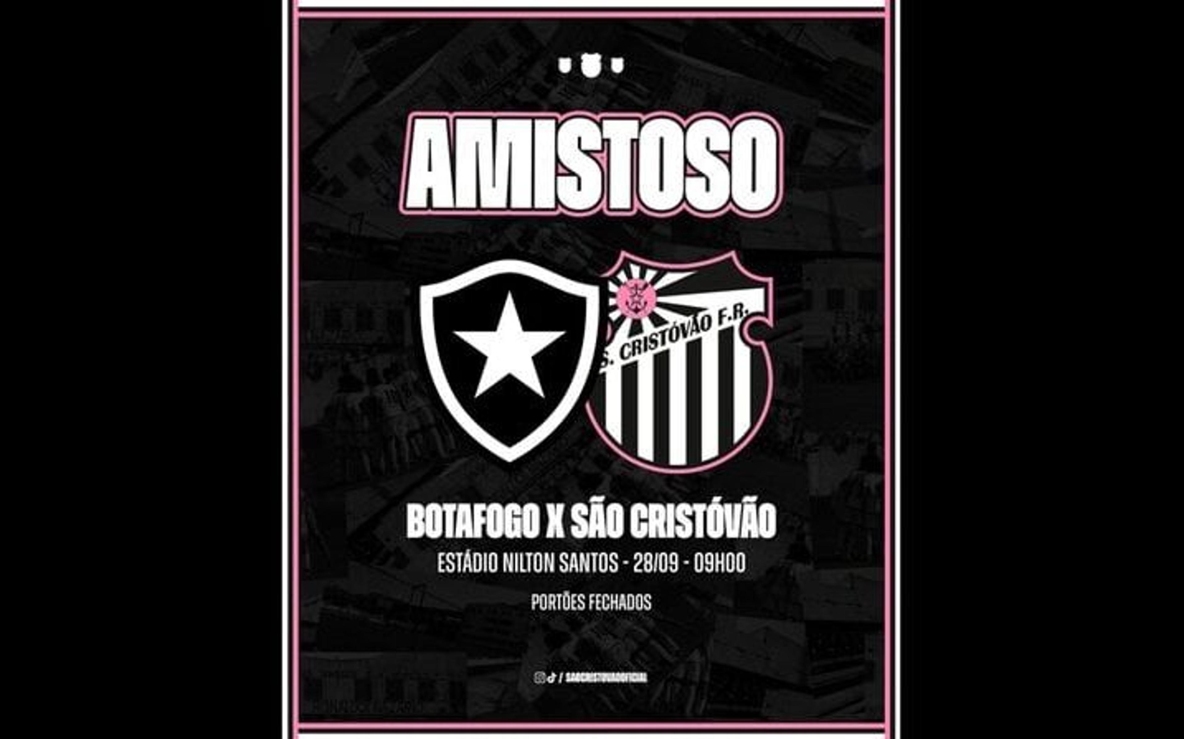 São Cristóvão anuncia amistoso contra Botafogo; Glorioso usará equipe B