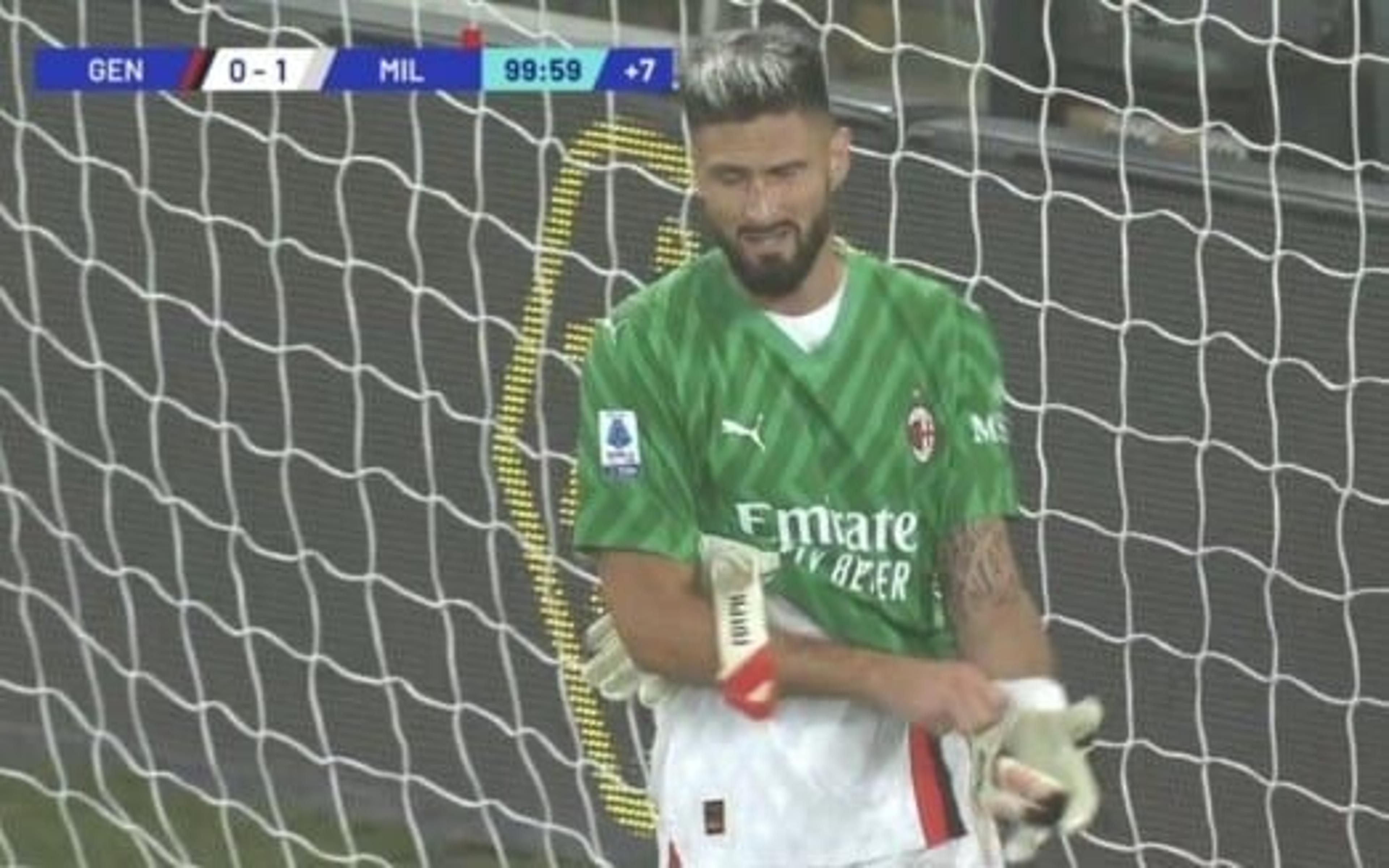 Após expulsão de Maignan, Giroud ‘vira goleiro’ e salva o Milan com grande defesa, confira