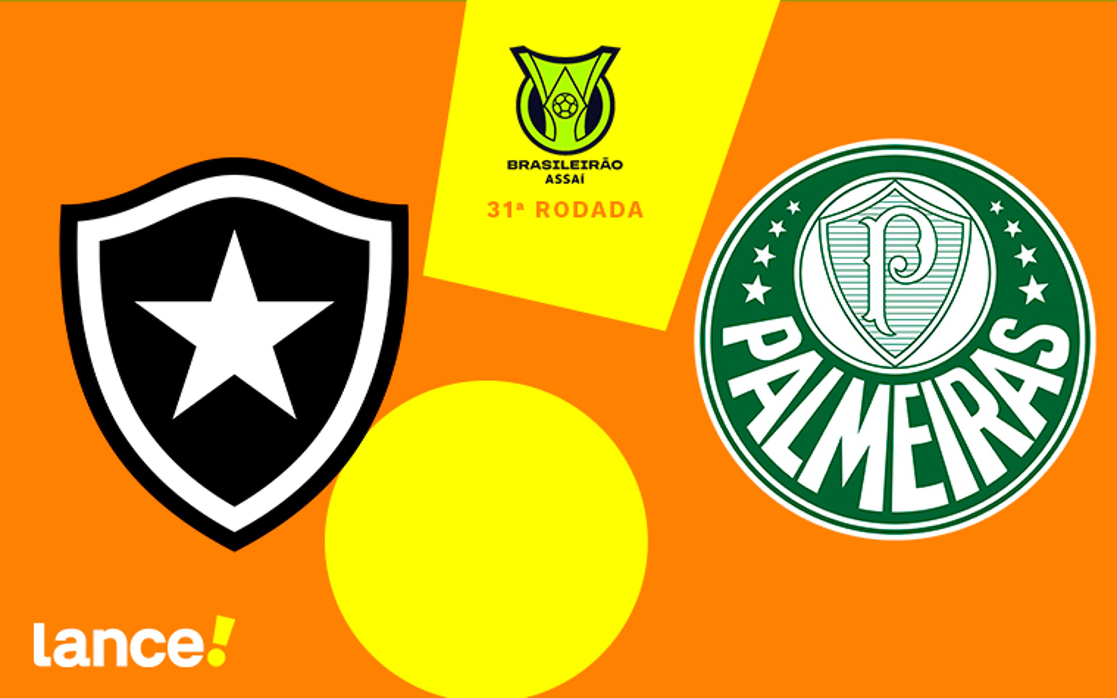 Botafogo x Palmeiras: onde assistir ao vivo, horário e escalações do jogo pelo Brasileirão