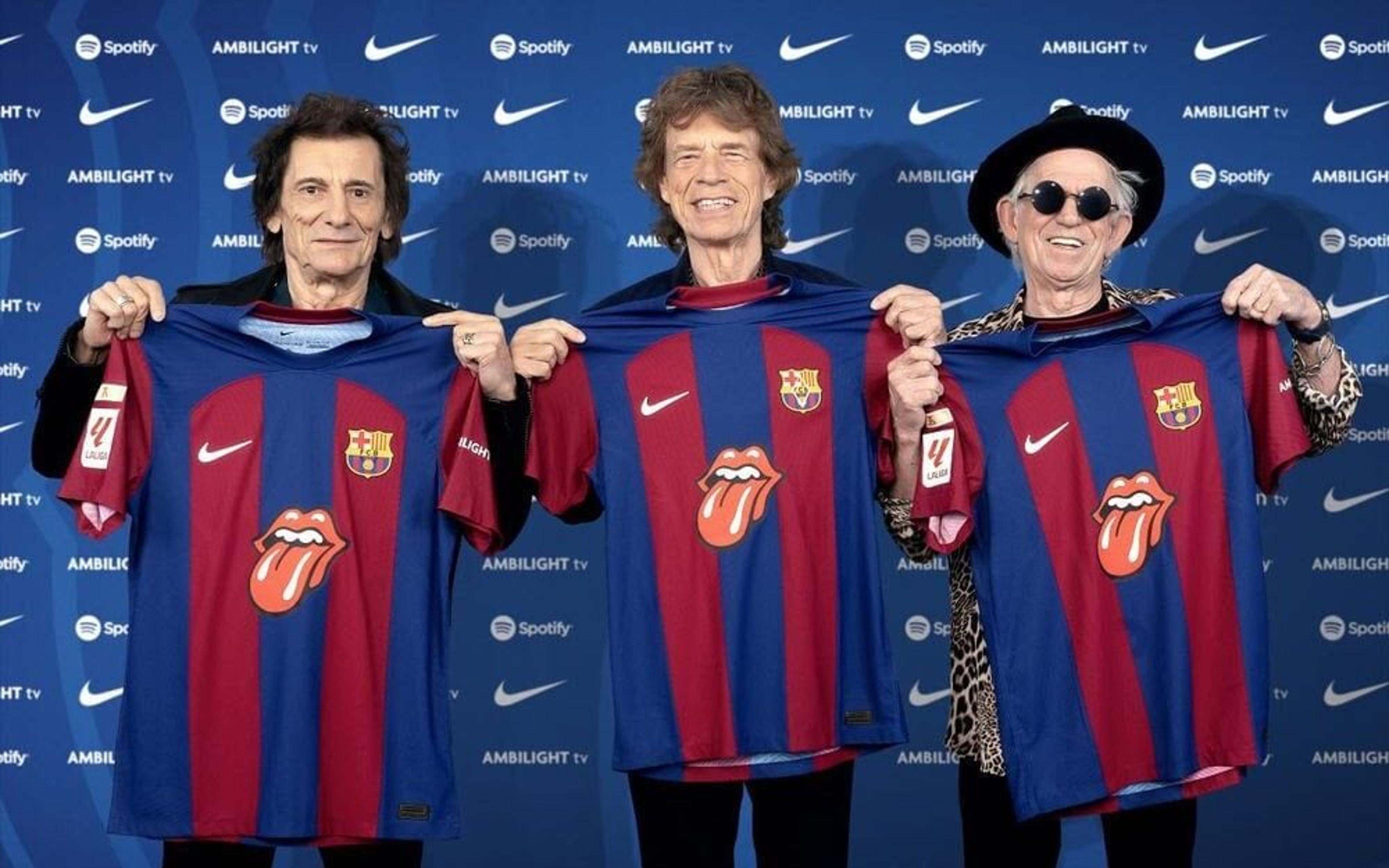 Barcelona jogará o ‘El Clásico’ contra o Real Madrid com logo dos Rolling Stones na camisa