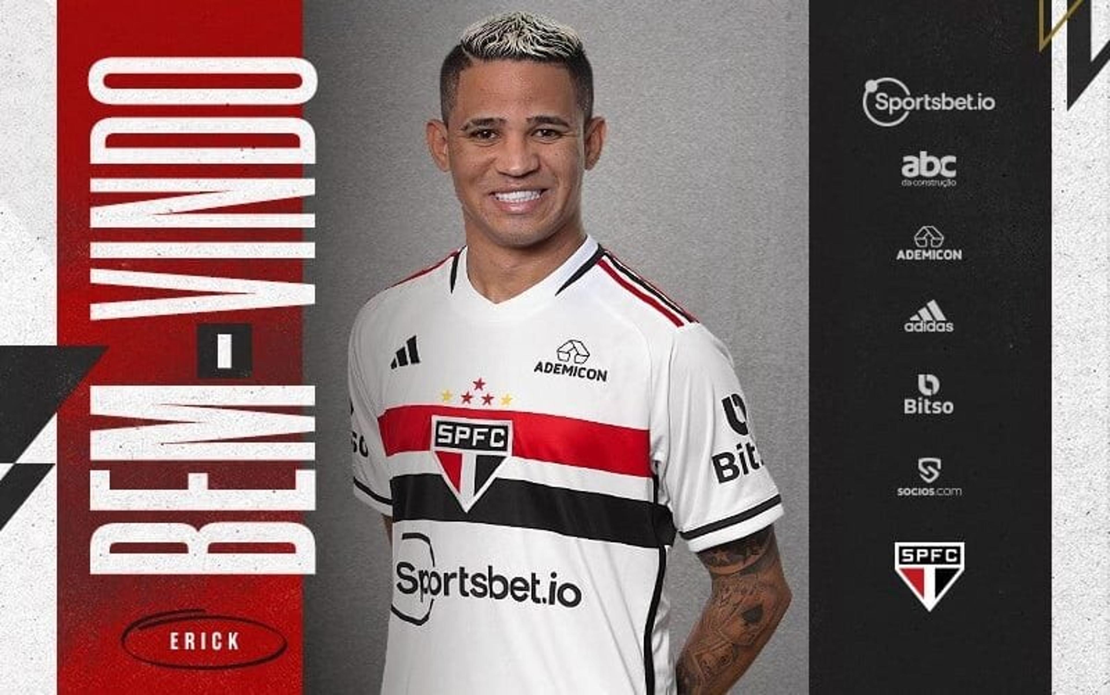 São Paulo anuncia a contratação do atacante Erick, primeiro reforço para 2024