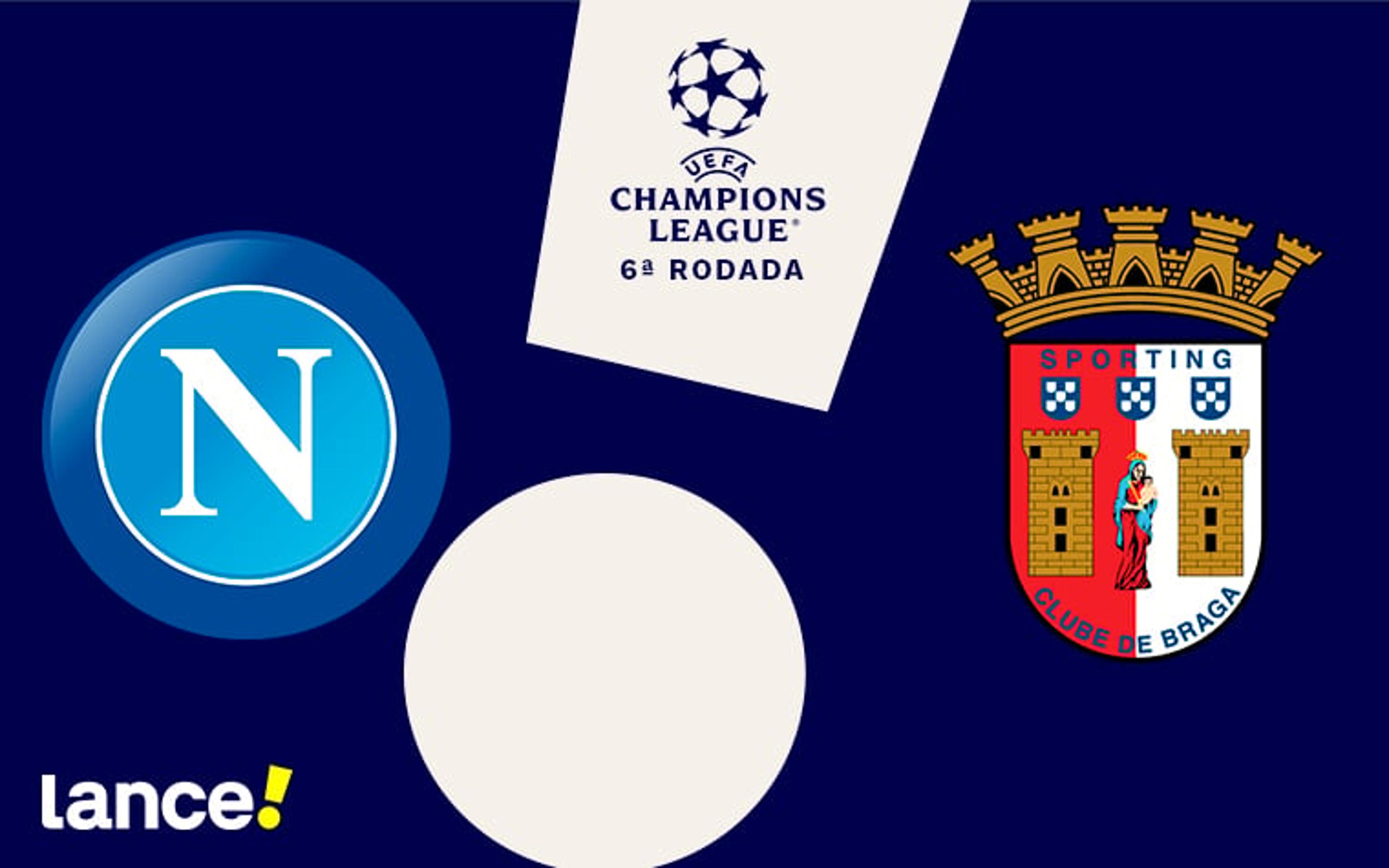 Napoli x Braga: onde assistir ao vivo, horário e prováveis escalações do jogo pela Champions League