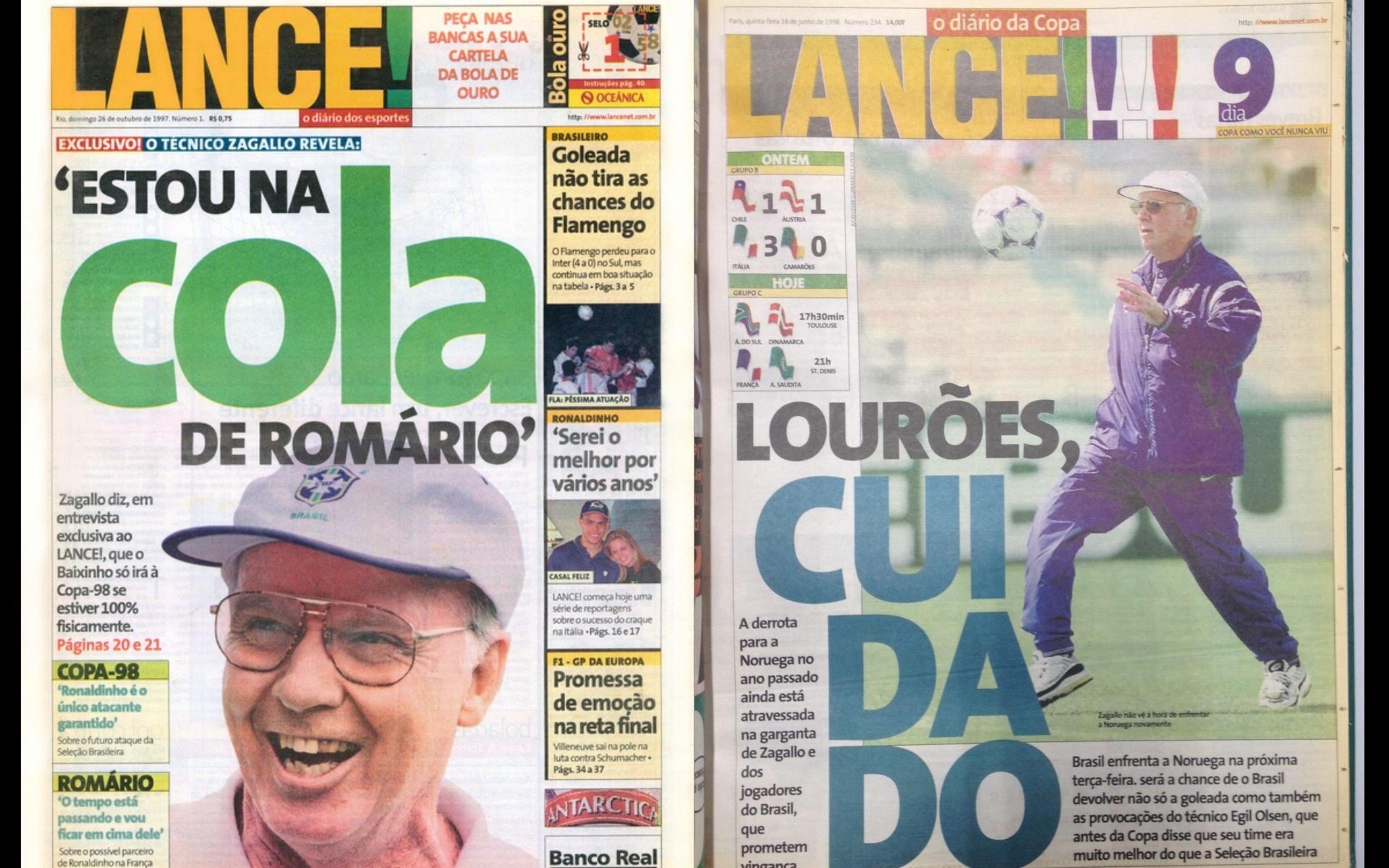 Lenda do futebol brasileiro, Zagallo também fez história nas capas do Lance!